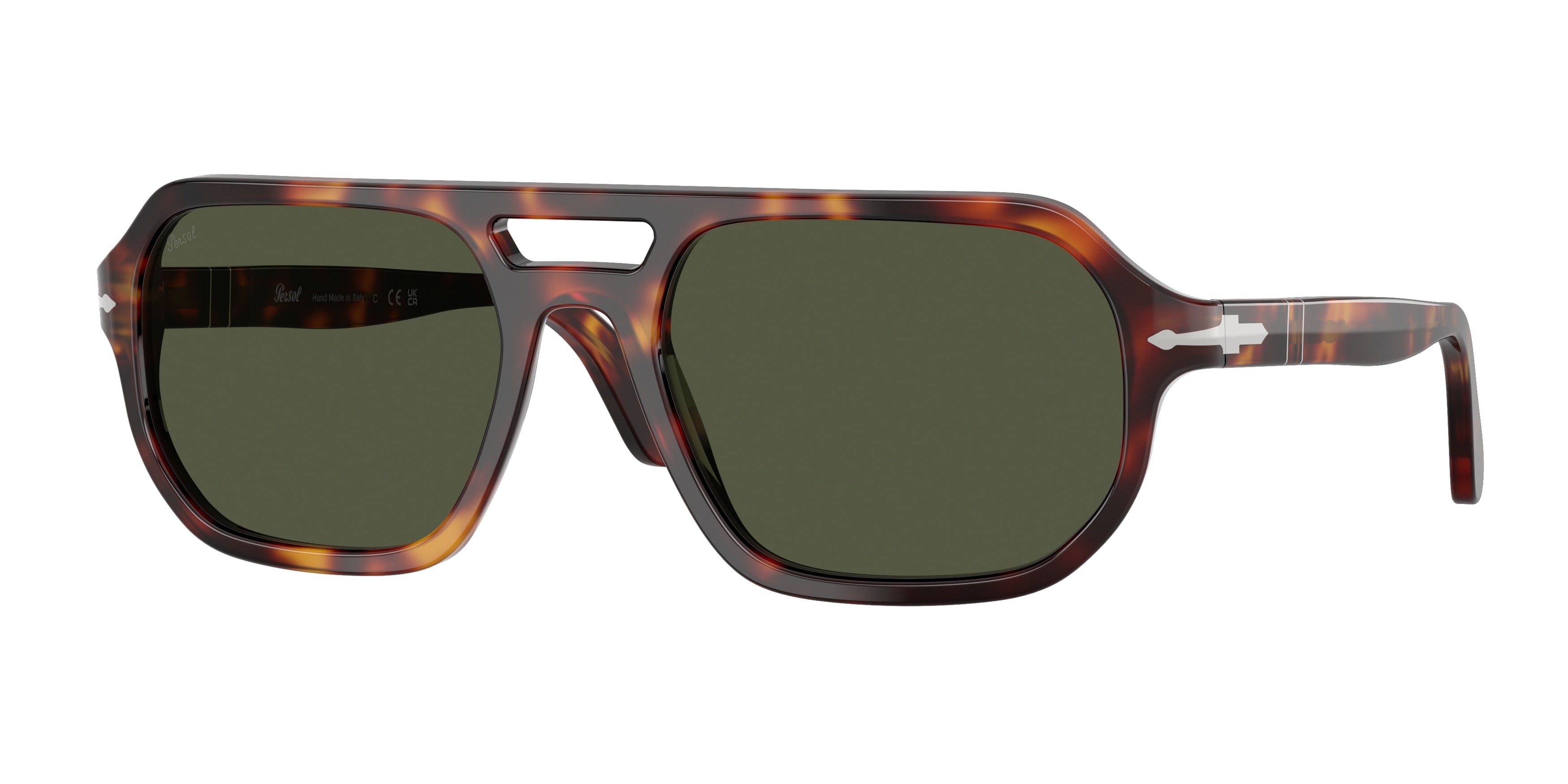 Persol Unisex Persol PO3393S GUIDO 24/31 Occhiali da sole Acetato Tartaruga Verde Pillow Normale