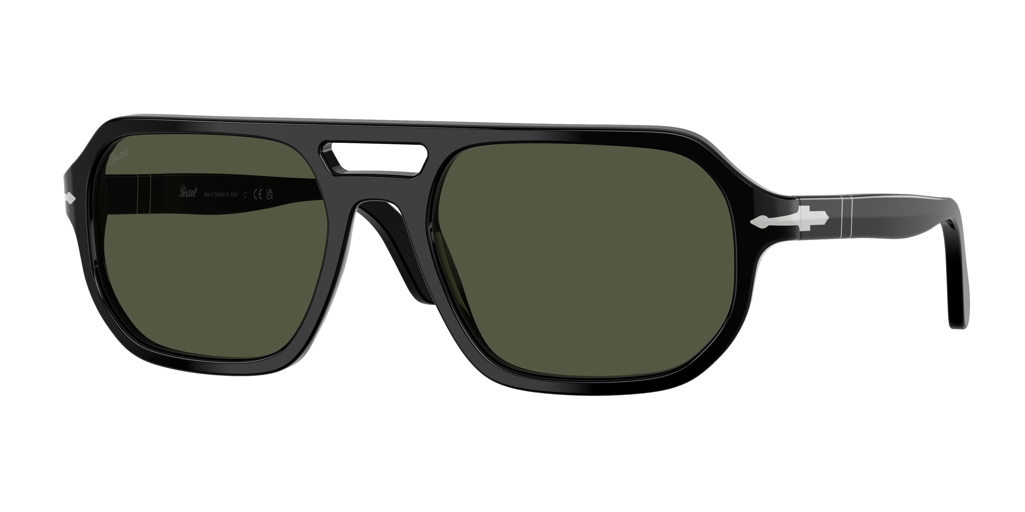 Persol Unisex Persol PO3393S GUIDO 95/31 Occhiali da sole Acetato Nero Verde Pillow Normale