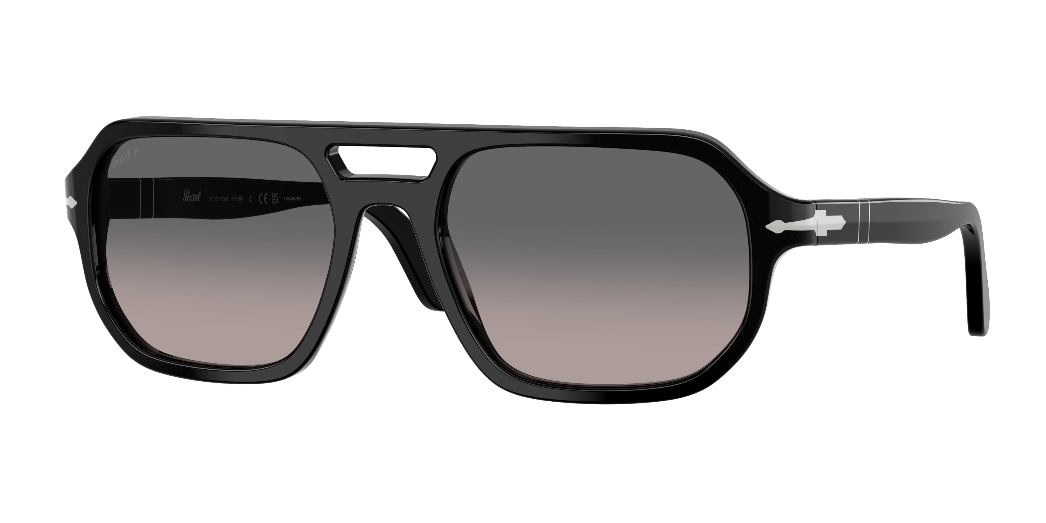 Persol Unisex Persol PO3393S GUIDO 95/M3 Occhiali da sole Acetato Nero Grigio Pillow Polarizzata Sfumato