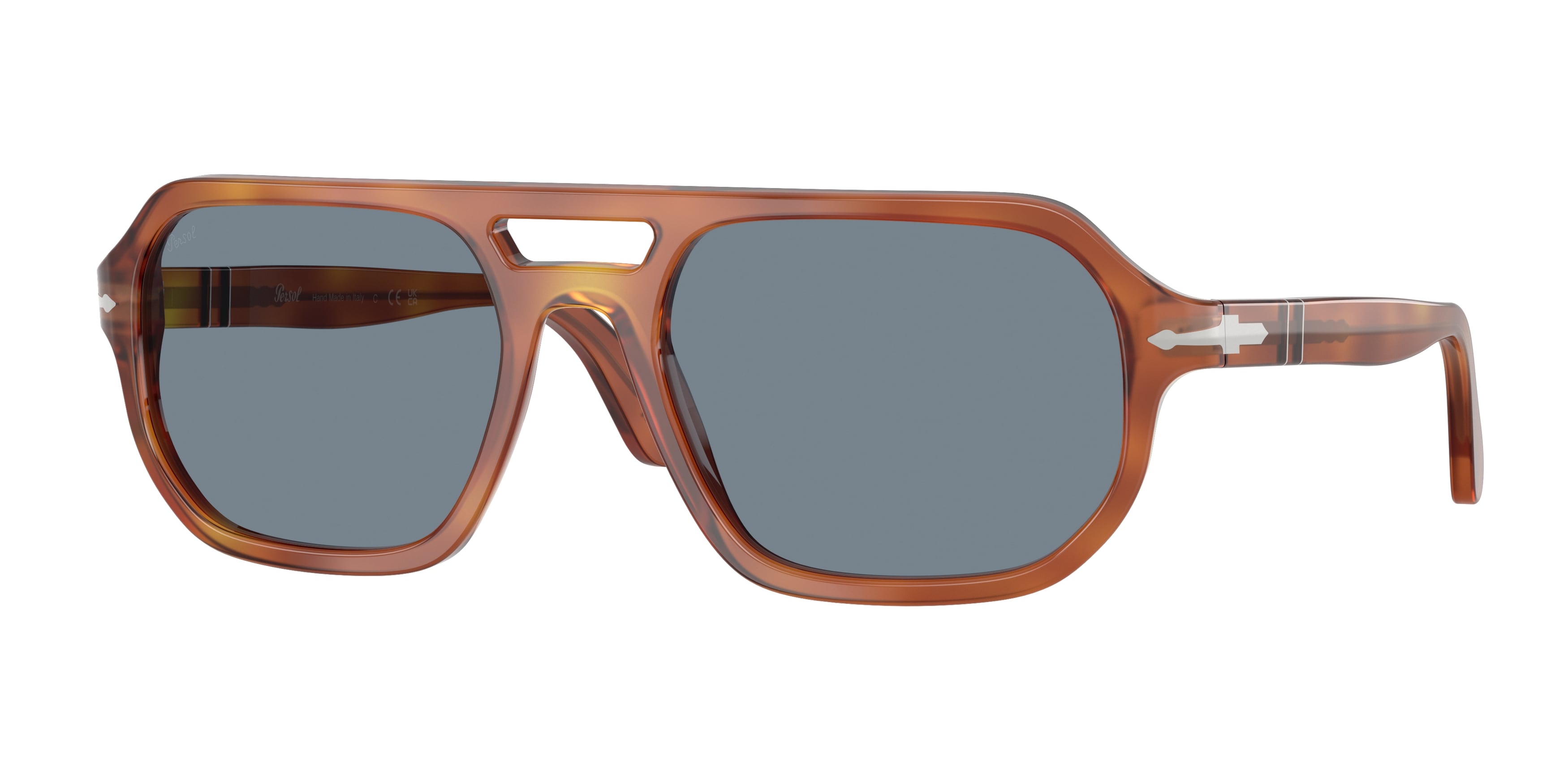 Persol Unisex Persol PO3393S GUIDO 96/56 Occhiali da sole Acetato Marrone Blu Pillow Normale