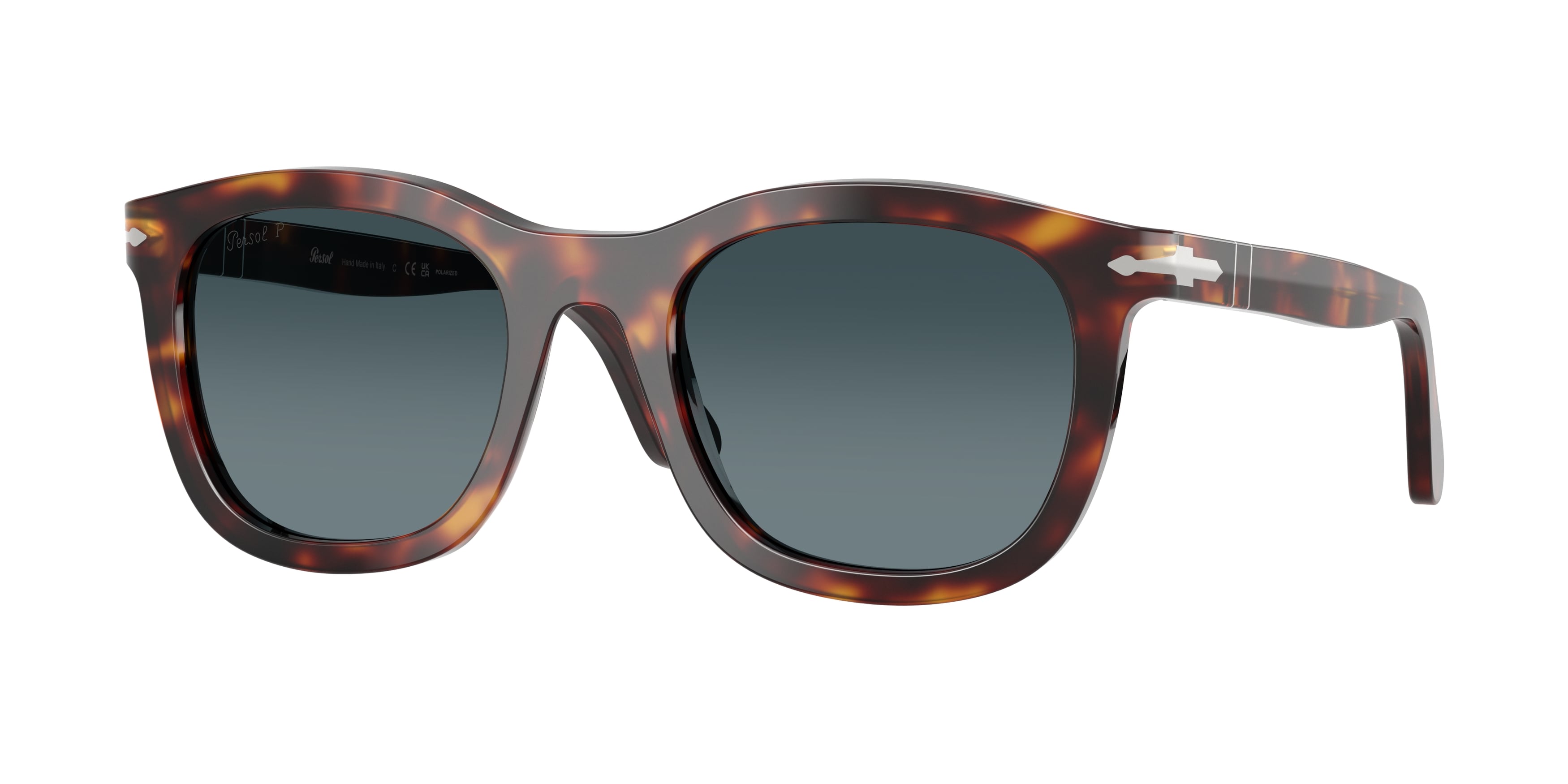 Persol Unisex Persol PO3395S 24/S3 Occhiali da sole Acetato Tartaruga Blu Pantos Polarizzata Sfumato