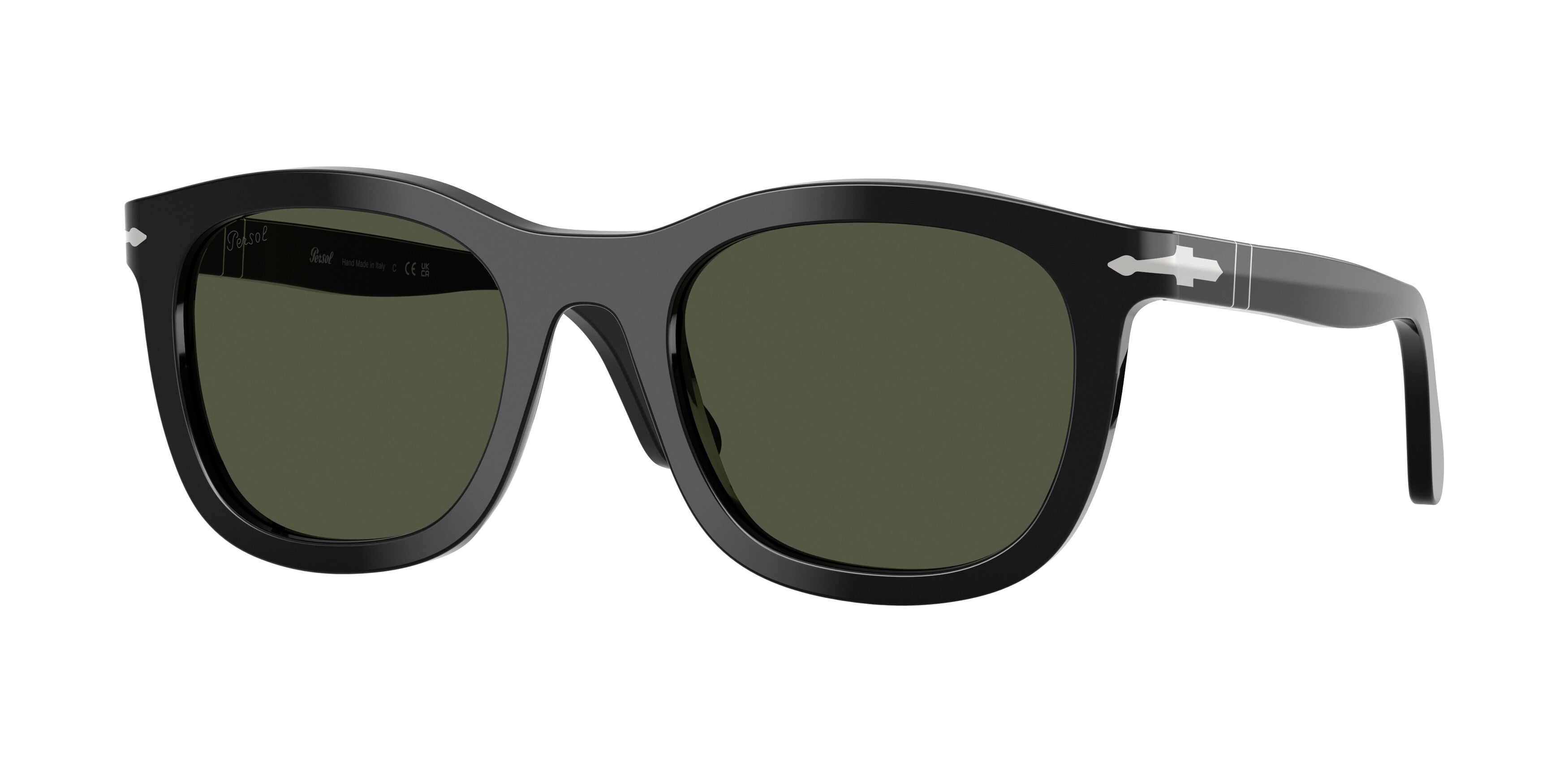 Persol Unisex Persol PO3395S 95/31 Occhiali da sole Acetato Nero Verde Pantos Normale Persol Unisex Persol PO3395S 95/31 Occhiali da sole Acetato Nero Verde Pantos Normale