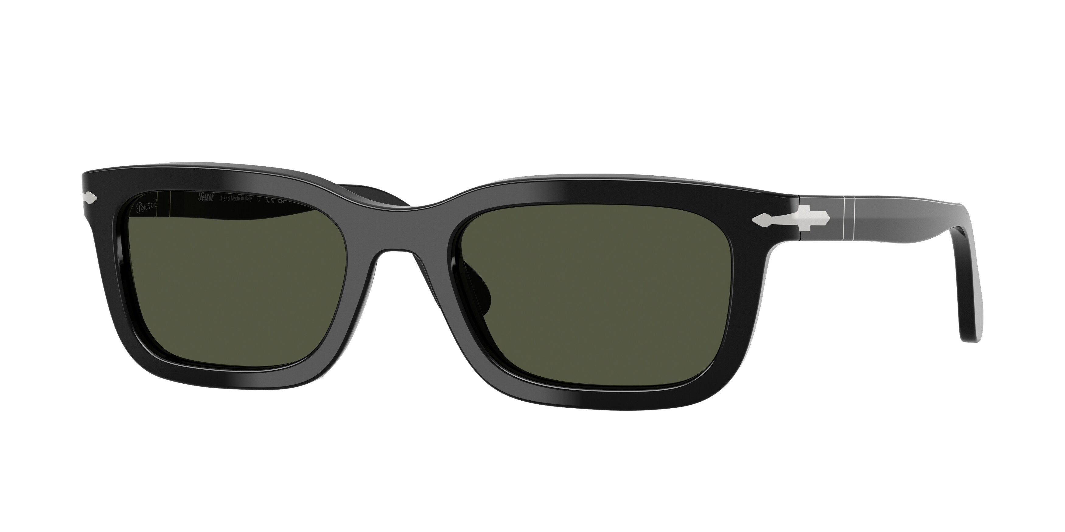 Persol Unisex Persol PO3396S 95/31 Occhiali da sole Acetato Nero Verde Squadrata Normale