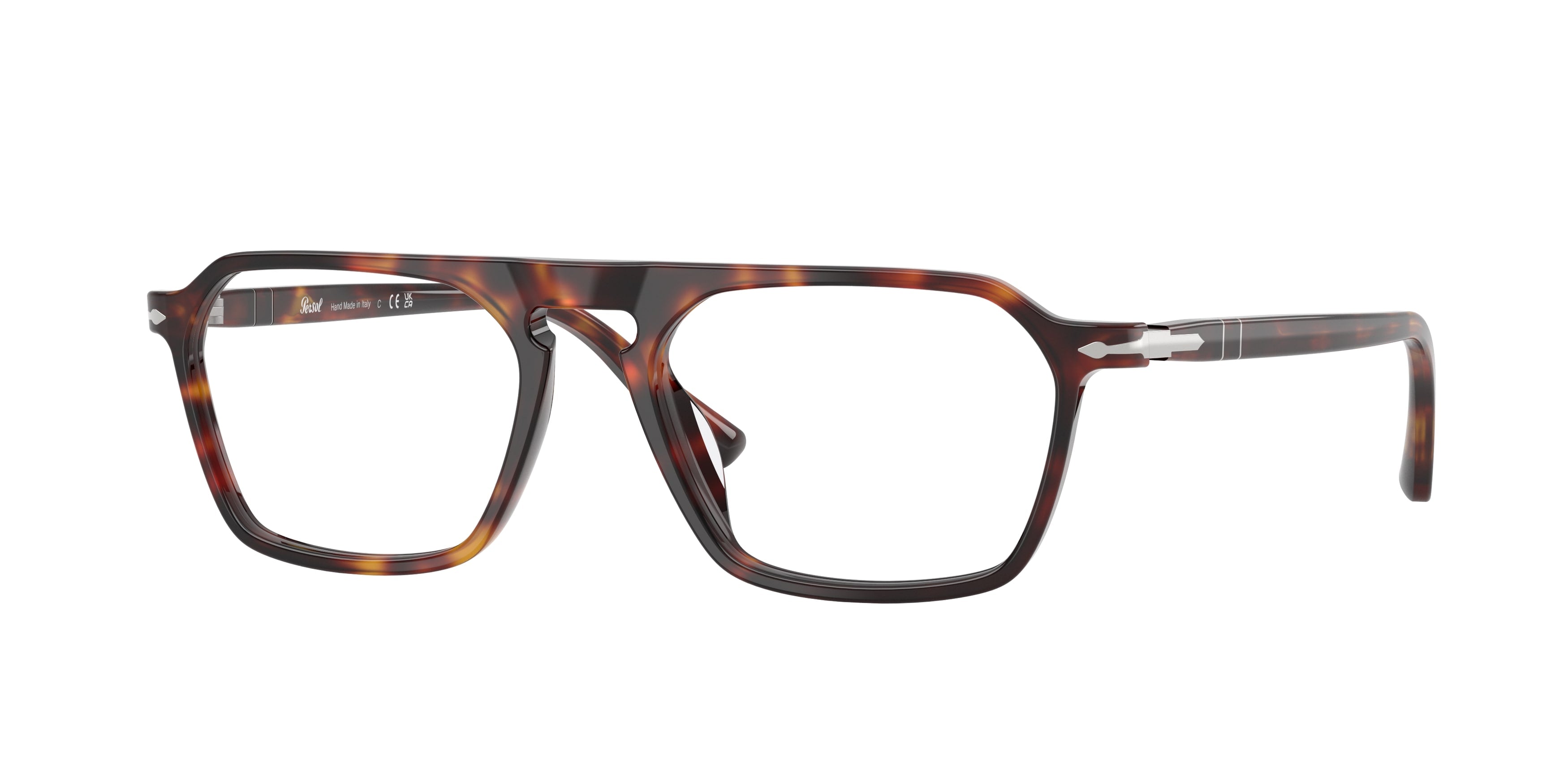 Persol Unisex Persol PO3402V 24 Montature da vista Acetato Tartaruga Trasparente Squadrata Normale