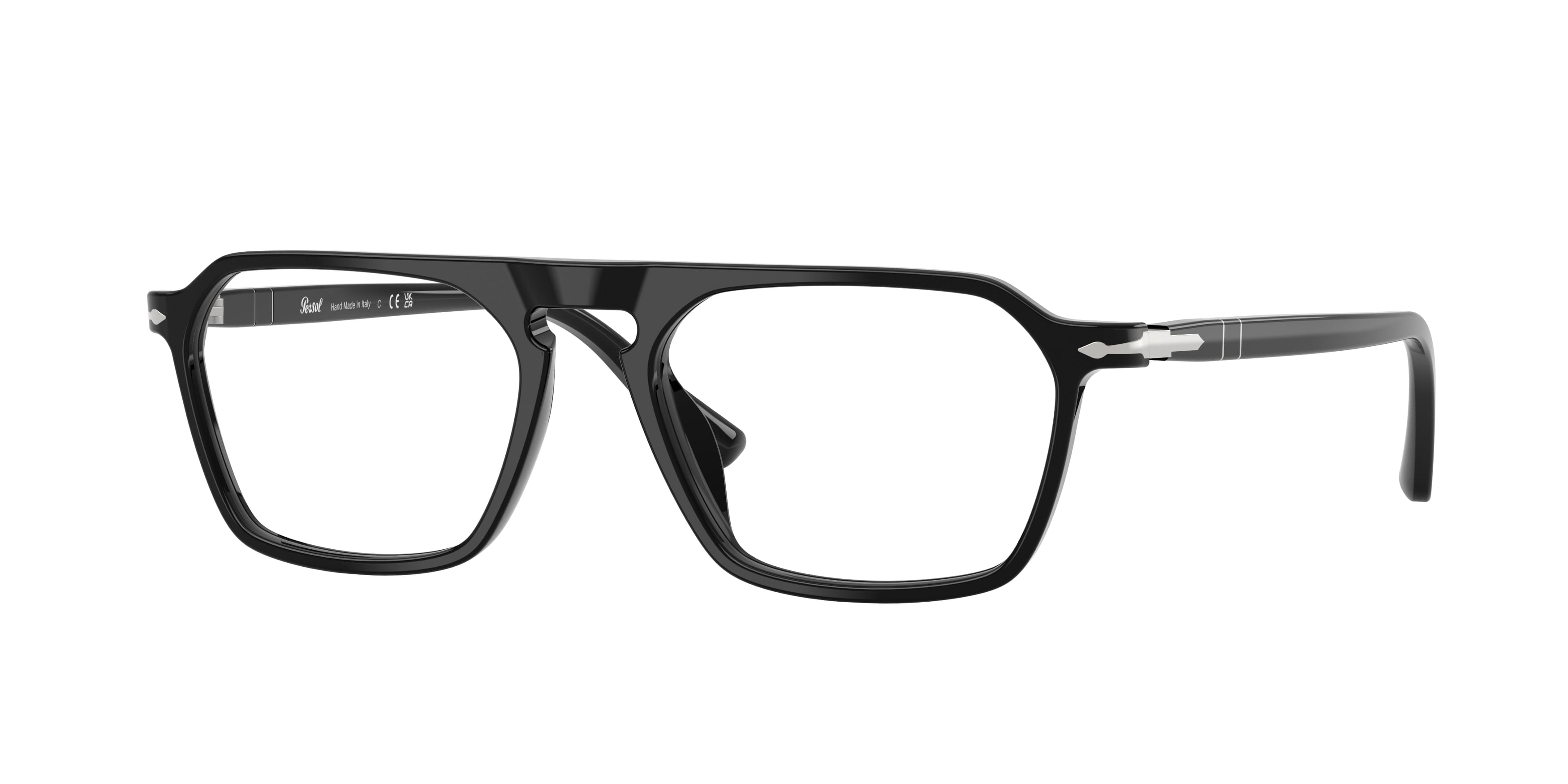 Persol Unisex Persol PO3402V 95 Montature da vista Acetato Nero Trasparente Squadrata Normale