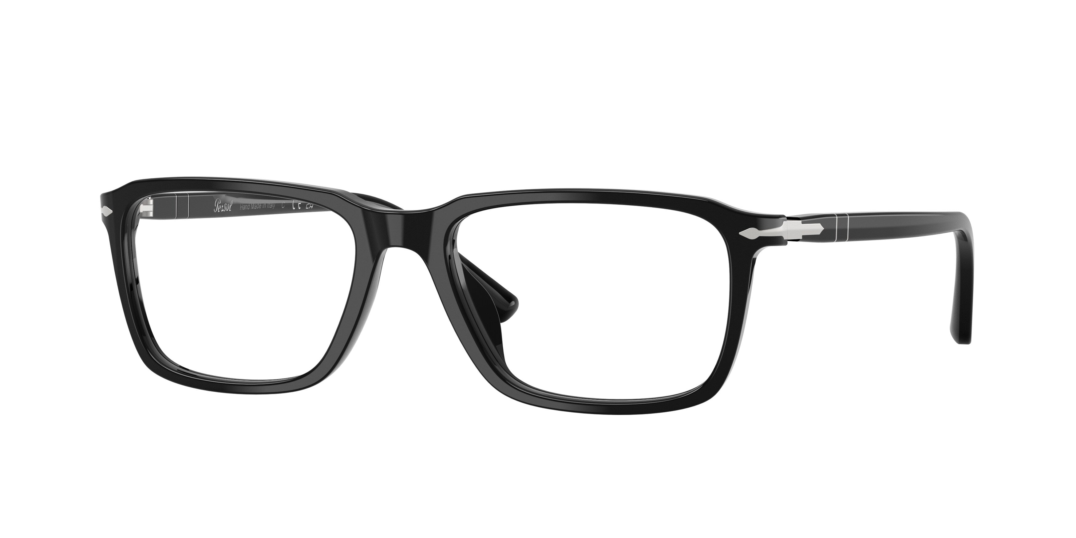 Persol Unisex Persol PO3405V 95 Montature da vista Acetato Nero Trasparente Squadrata Normale