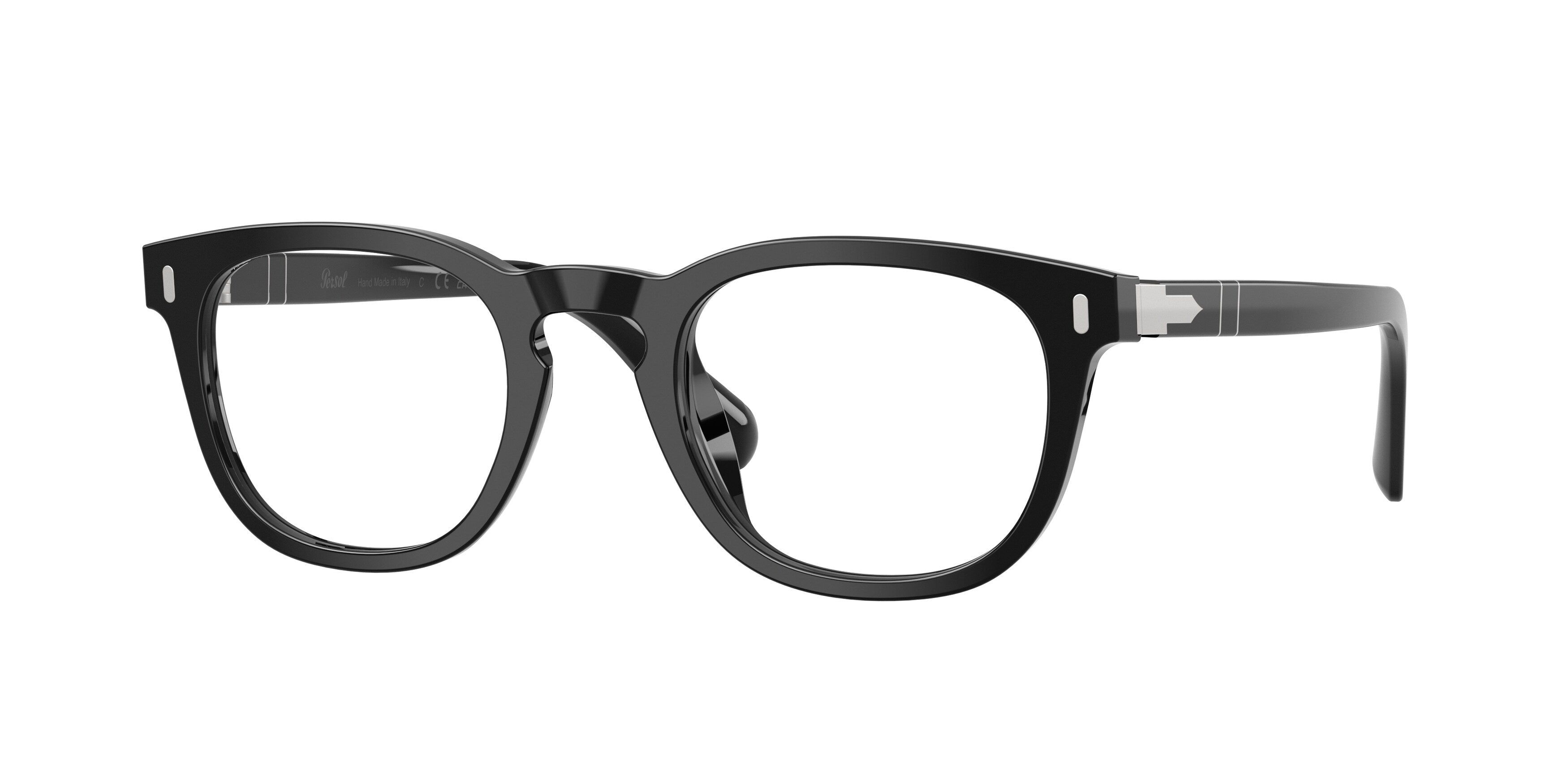 Persol Unisex Persol PO3406V GIANNI 95 Montature da vista Acetato Nero Trasparente Squadrata Normale