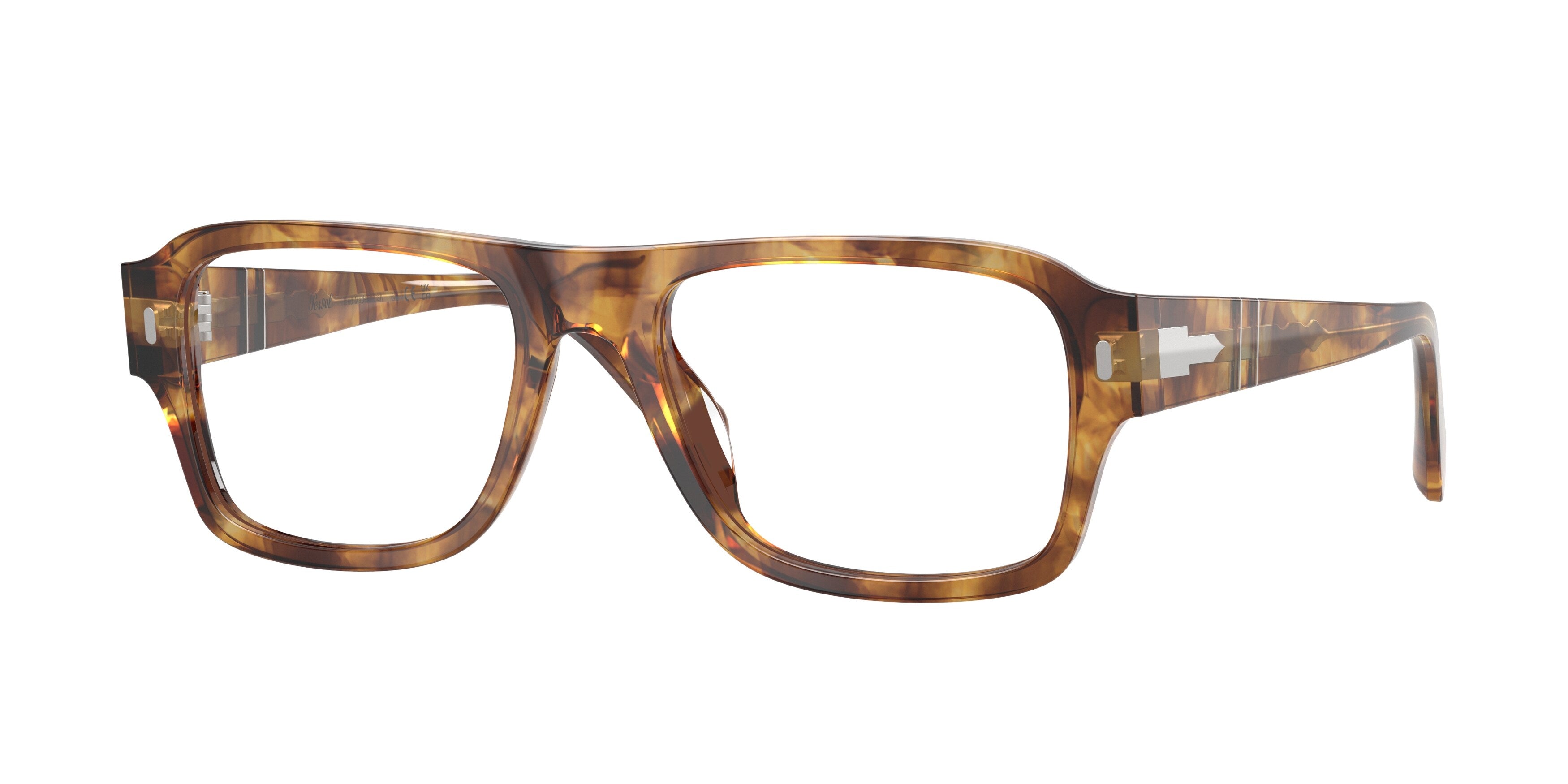 Persol Unisex Persol PO3407V 1243 Montature da vista Acetato Marrone Trasparente Squadrata Normale