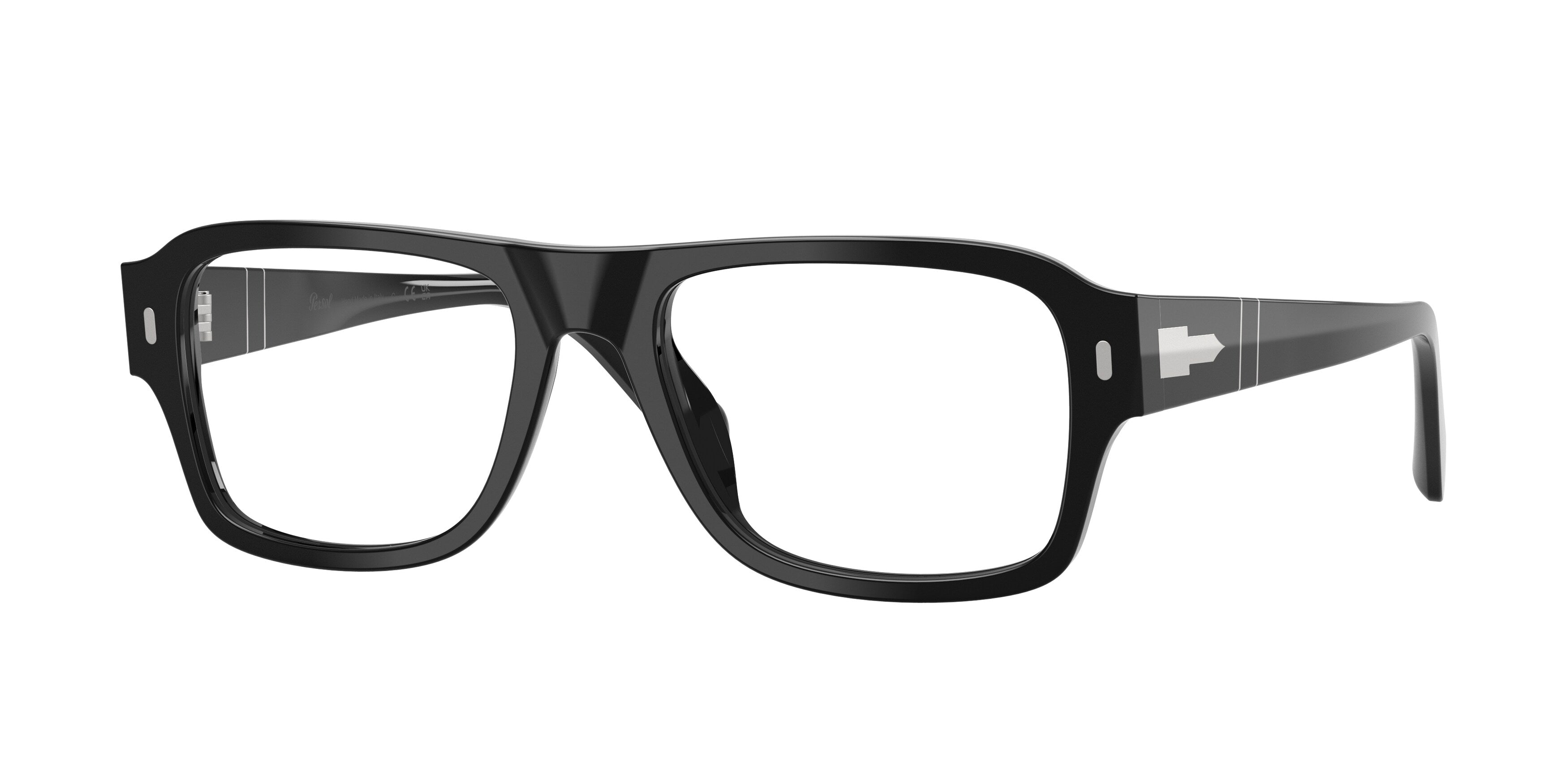Persol Unisex Persol PO3407V 95 Montature da vista Acetato Nero Trasparente Squadrata Normale