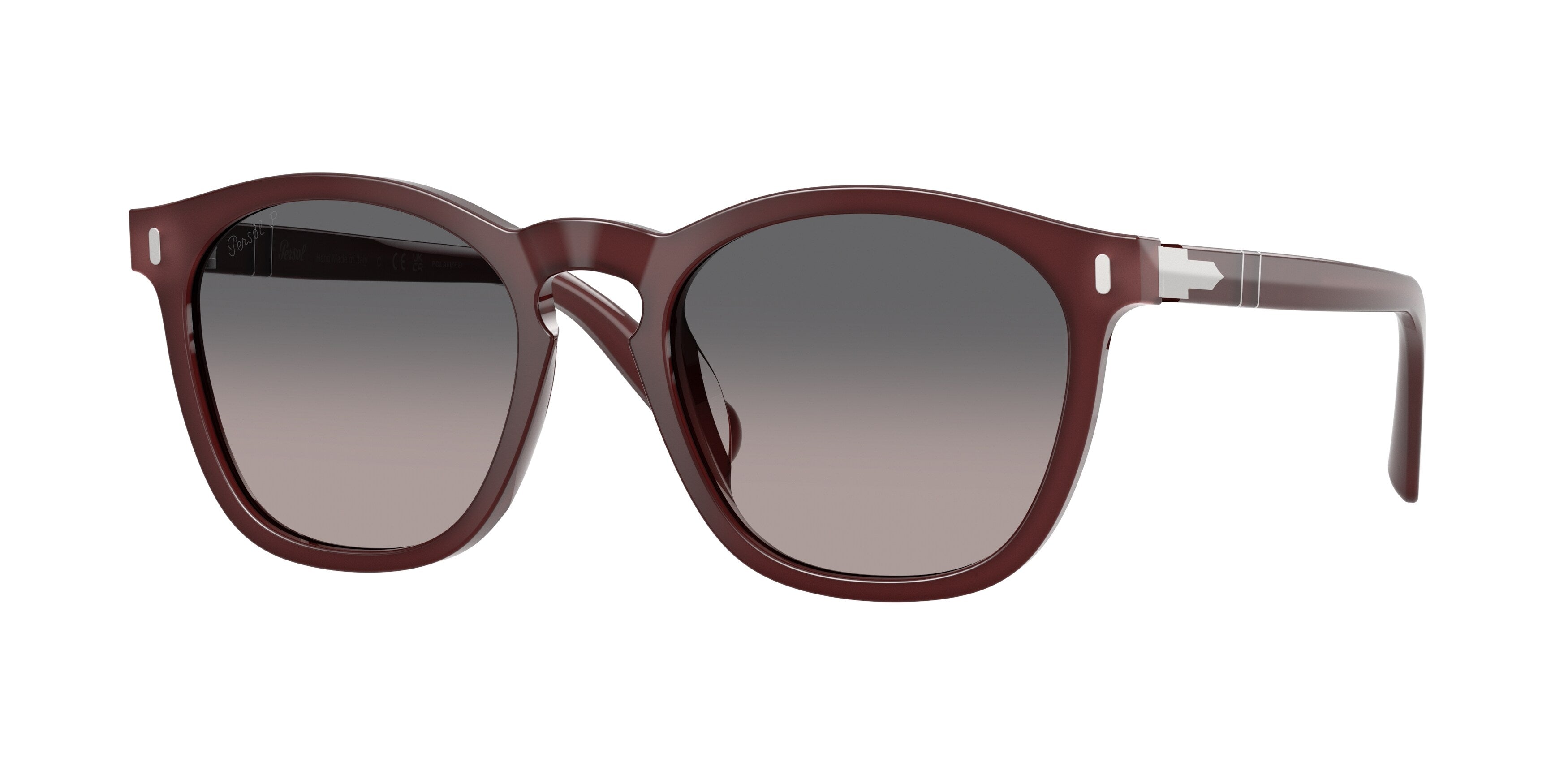 Persol Unisex Persol PO3413S 1257M3 Occhiali da sole Acetato Rosso Grigio Squadrata Polarizzata