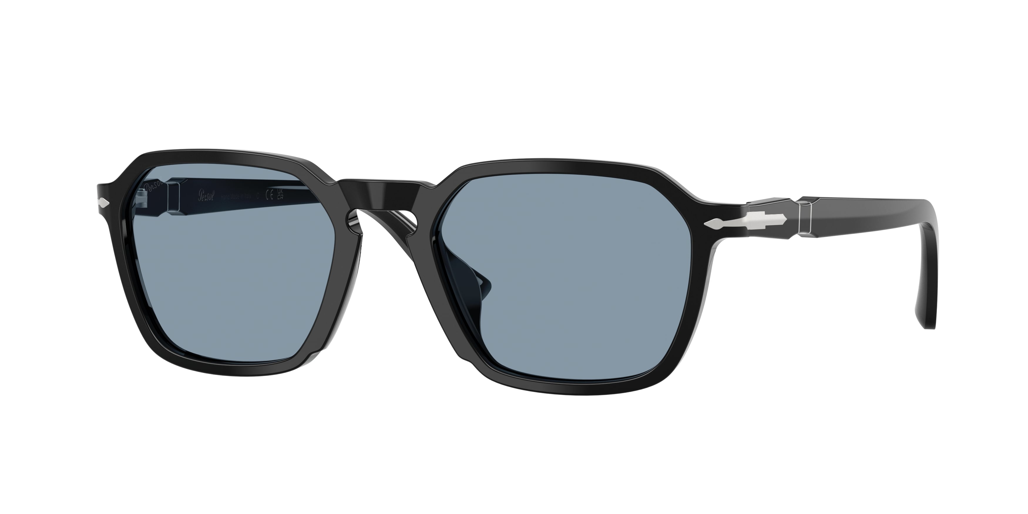 Persol Unisex Persol PO3414S 95/56 Occhiali da sole Acetato Nero Blu Squadrata Normale Persol Unisex Persol PO3414S 95/56 Occhiali da sole Acetato Nero Blu Squadrata Normale