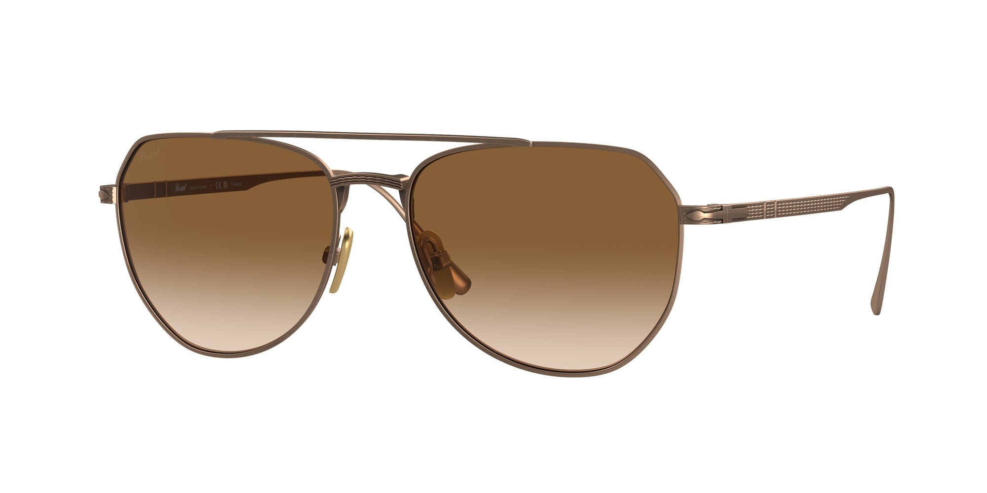 Persol Unisex Persol PO5003ST 800351 Occhiali da sole Titanio Marrone Marrone Pantos Normale Sfumato
