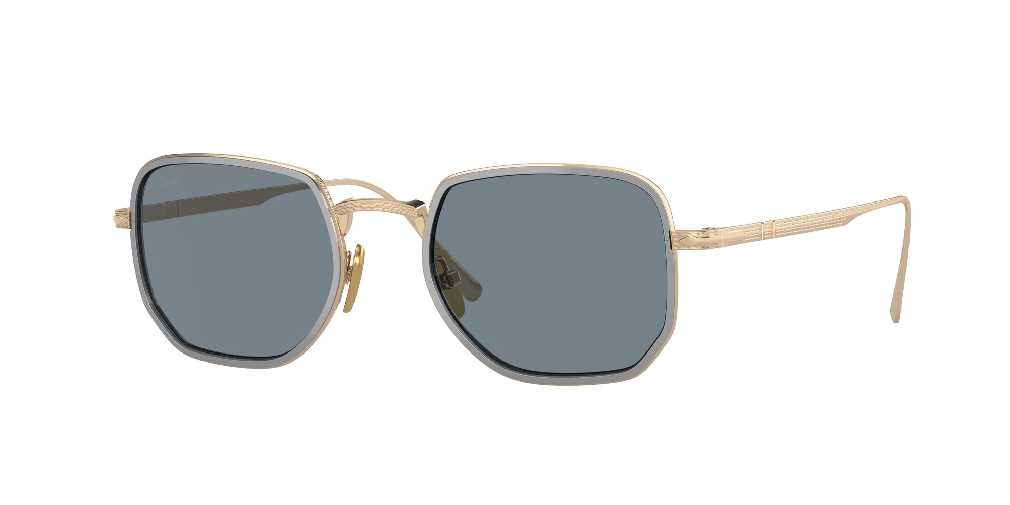 Persol Unisex Persol PO5006ST 800556 Occhiali da sole Titanio Oro Blu Squadrata Normale