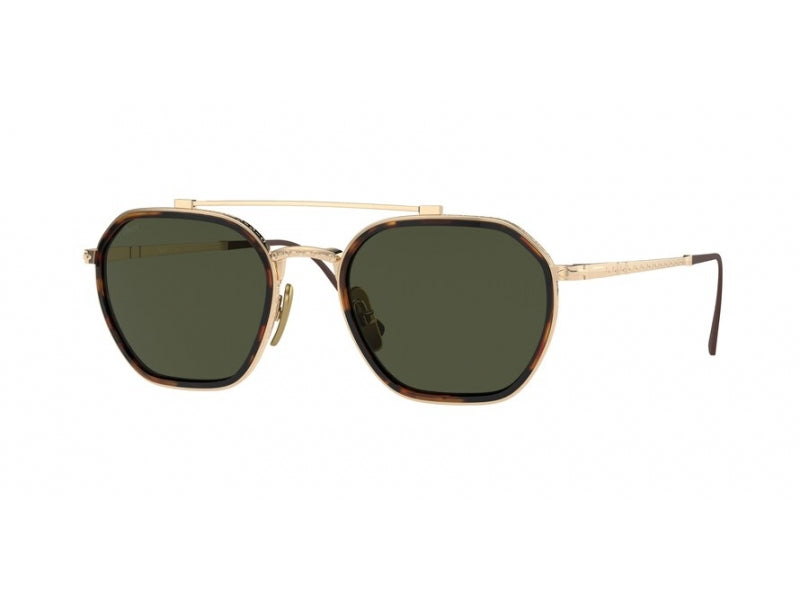 Persol Unisex Persol PO5010ST 801331 Occhiali da sole Titanio Oro Verde Squadrata Normale