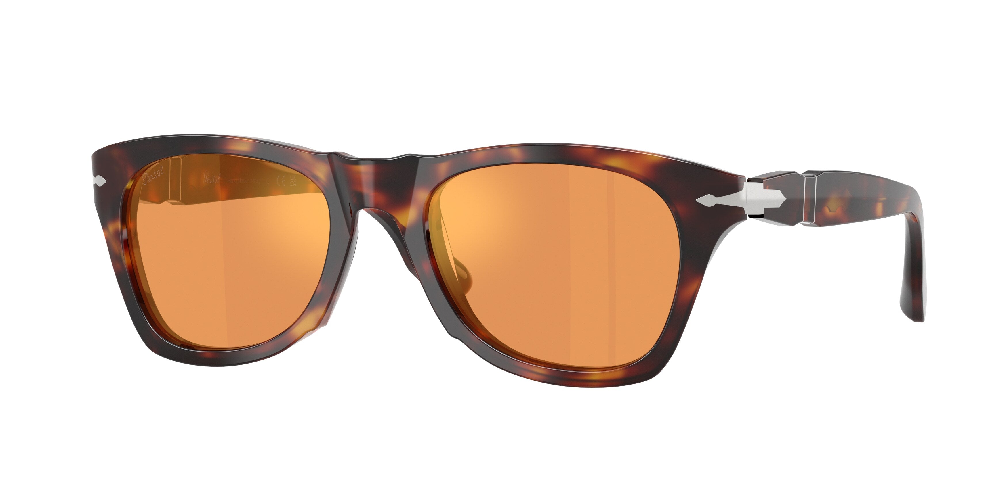 Persol Unisex Persol PO8001S 24/3L Occhiali da sole Acetato Tartaruga Giallo Pantos Specchiate