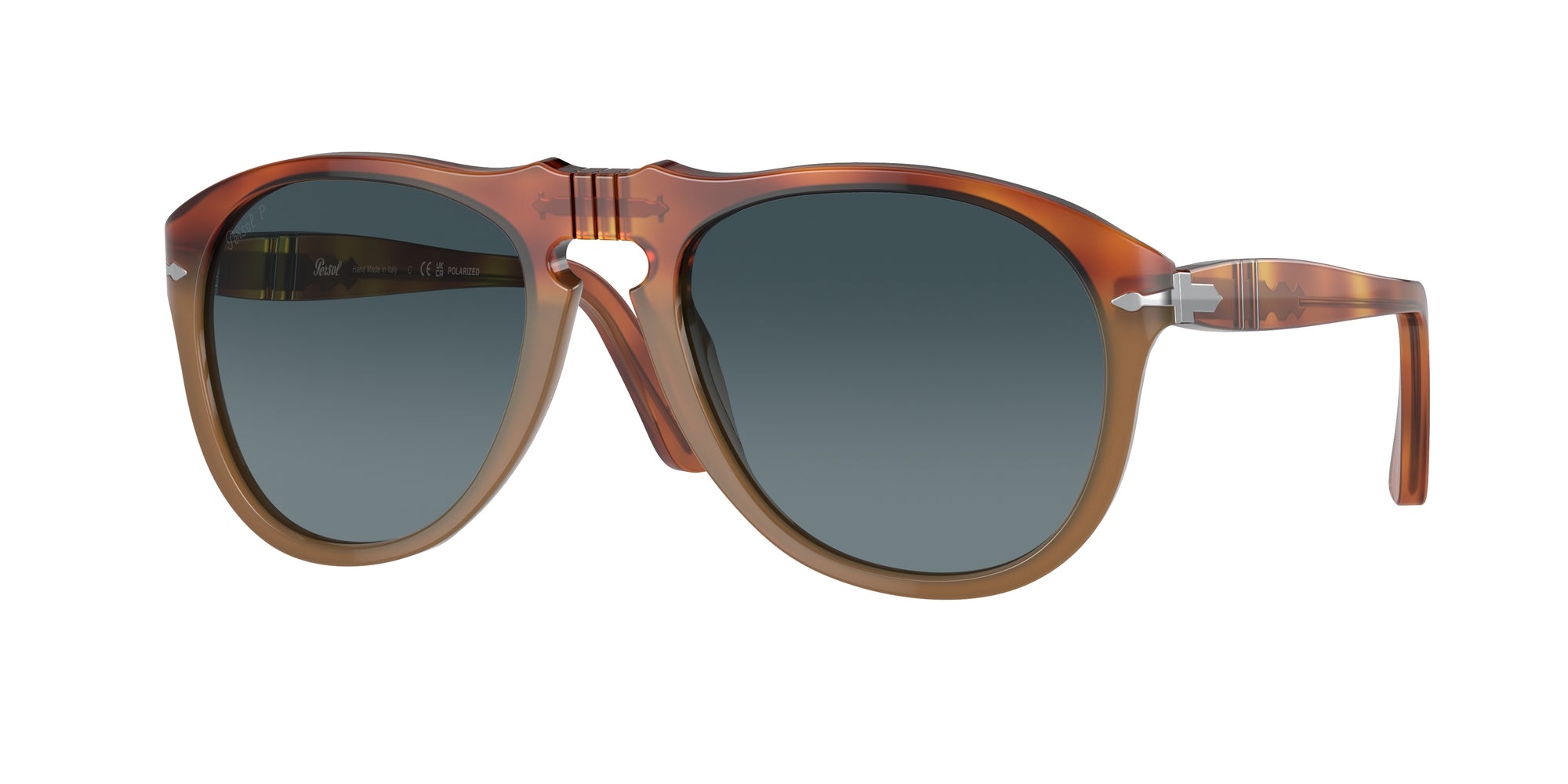 Persol Uomo Persol PO0649 1025S3 Occhiali da sole Acetato Havana Blu Pilot Polarizzata Sfumato Persol Uomo Persol PO0649 1025S3 Occhiali da sole Acetato Havana Blu Pilot Polarizzata Sfumato