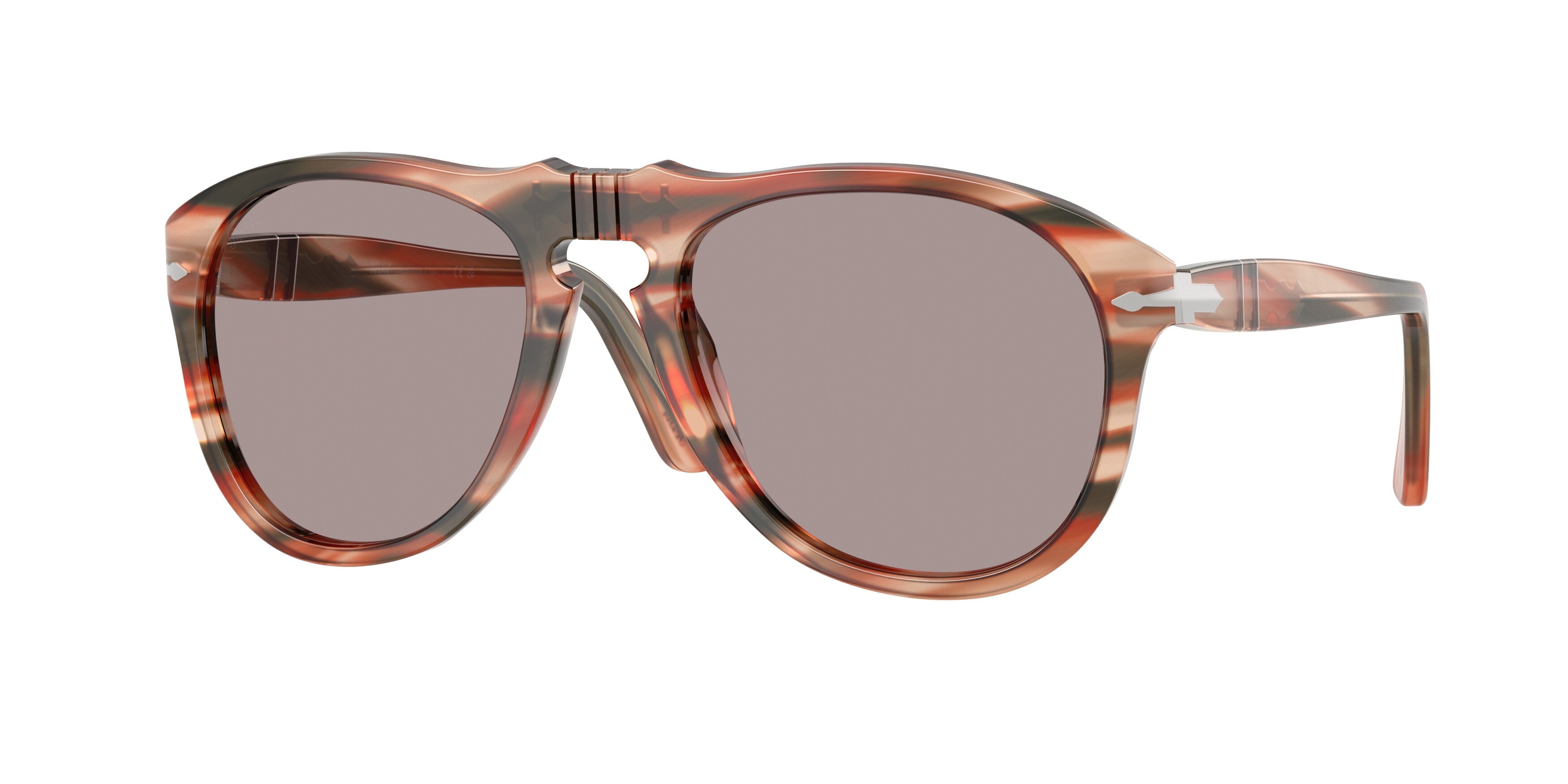 Persol Uomo Persol PO0649 123353 Occhiali da sole Acetato Rosso Viola Pilot Normale