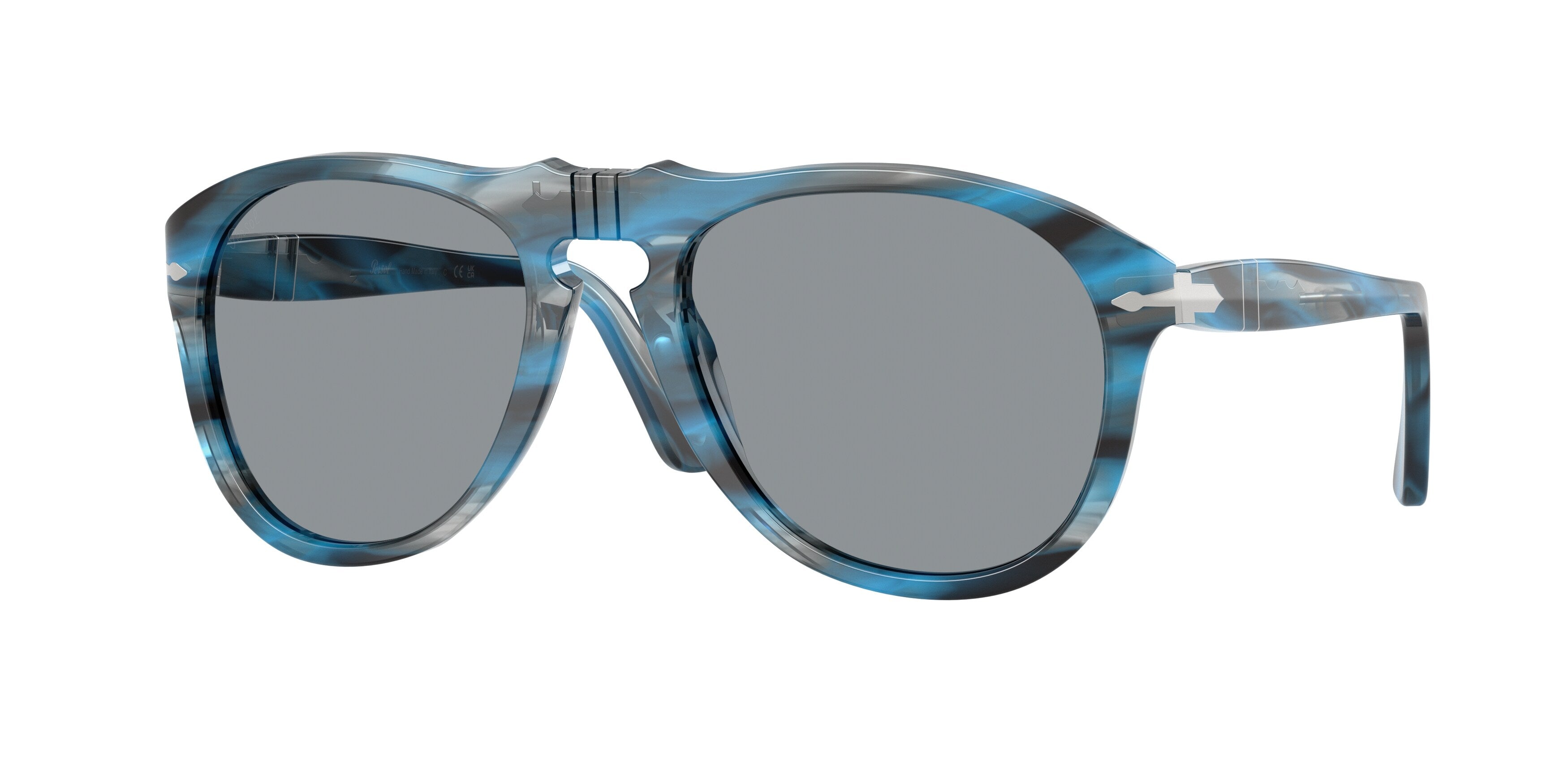 Persol Uomo Persol PO0649 1234R5 Occhiali da sole Acetato Blu Grigio Pilot Normale Persol Uomo Persol PO0649 1234R5 Occhiali da sole Acetato Blu Grigio Pilot Normale
