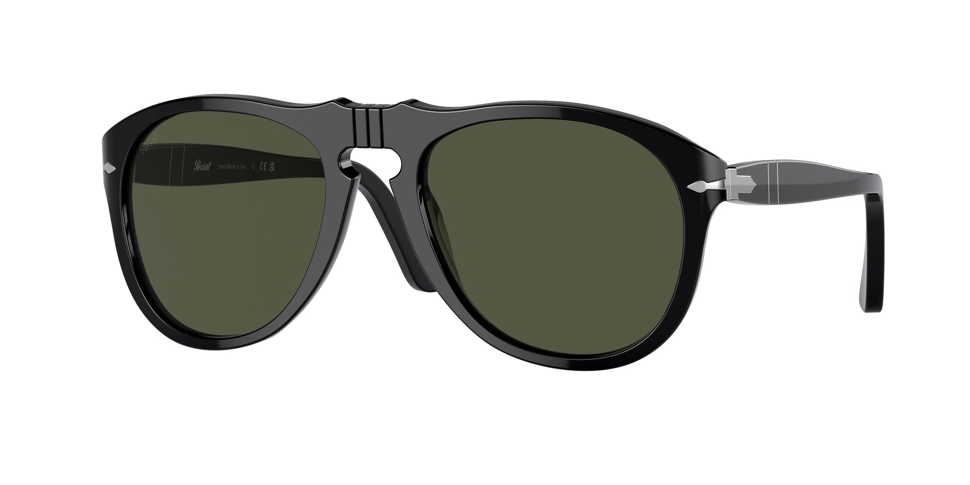Persol Uomo Persol PO0649 95/31 Occhiali da sole Acetato Nero Verde Pilot Normale