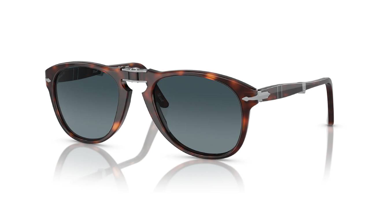Persol Uomo Persol PO0714 FOLDING 24/S3 Occhiali da sole Acetato Tartaruga Pilot Polarizzata Sfumato