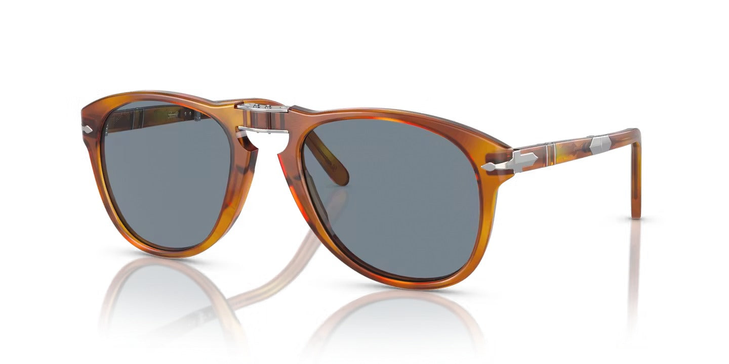 Persol Uomo Persol PO0714SM 96/56 Occhiali da sole Acetato Havana Blu Pilot Normale Persol Uomo Persol PO0714SM 96/56 Occhiali da sole Acetato Havana Blu Pilot Normale