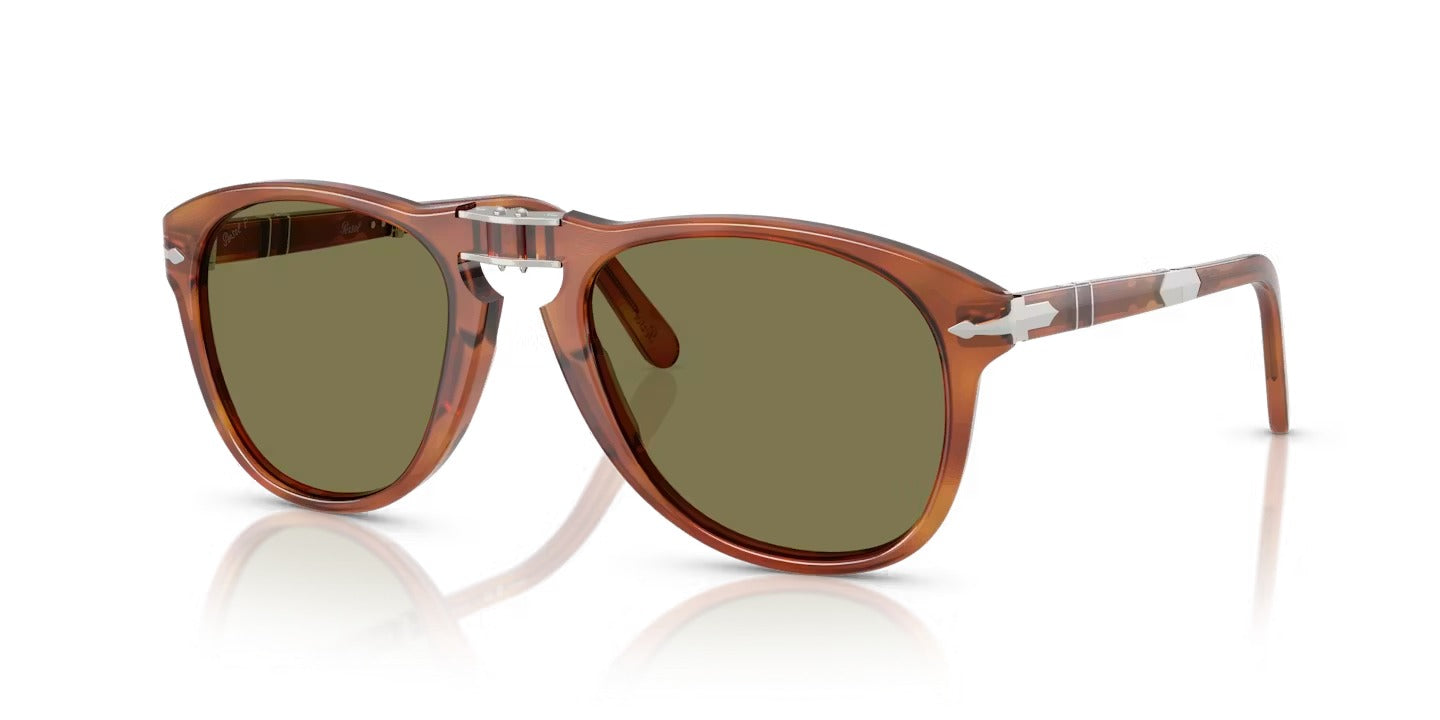 Persol Uomo Persol PO0714SM 96/P1 Occhiali da sole Acetato Havana Verde Pilot Polarizzata