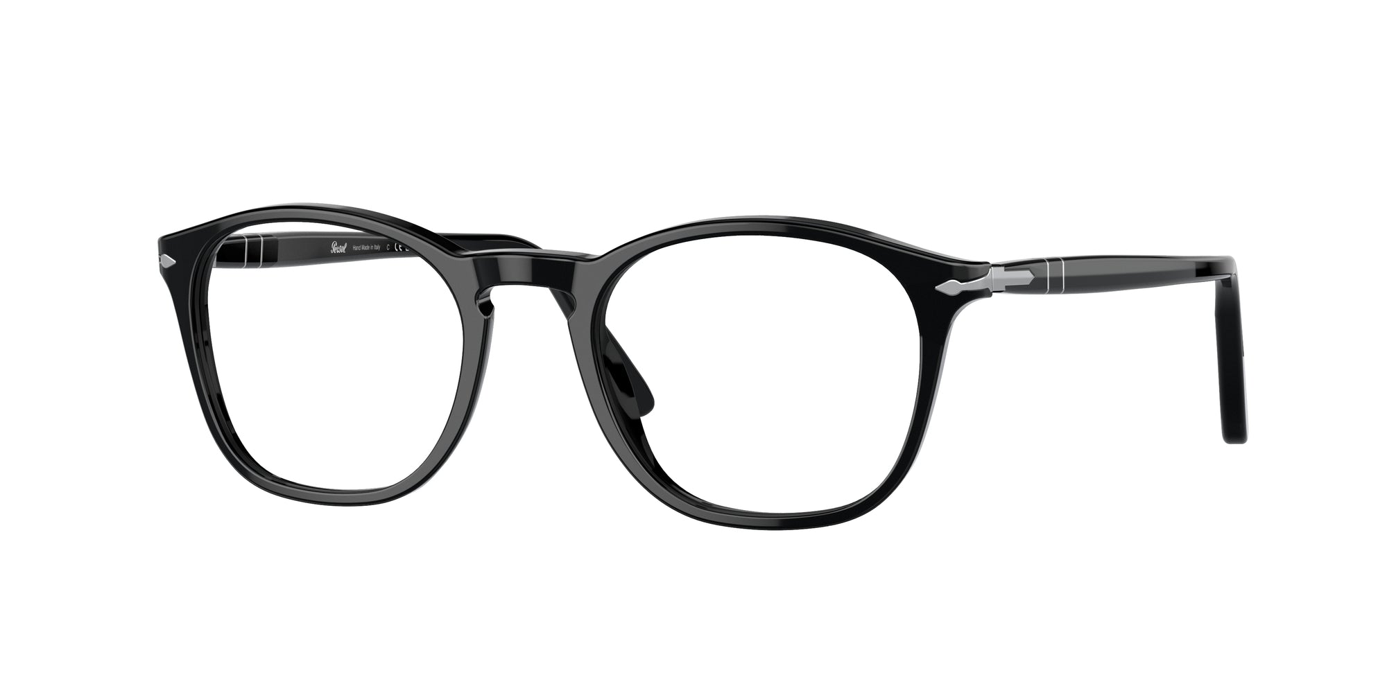 Persol Uomo Persol PO3007V 95 Montature da vista Acetato Nero Trasparente Squadrata Normale