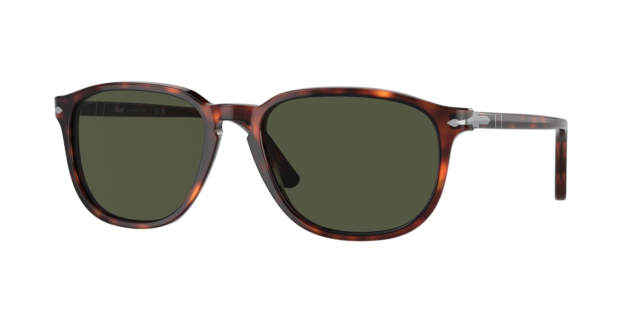 Persol Uomo Persol PO3019S 24/31 Occhiali da sole Acetato Tartaruga Verde Squadrata Normale