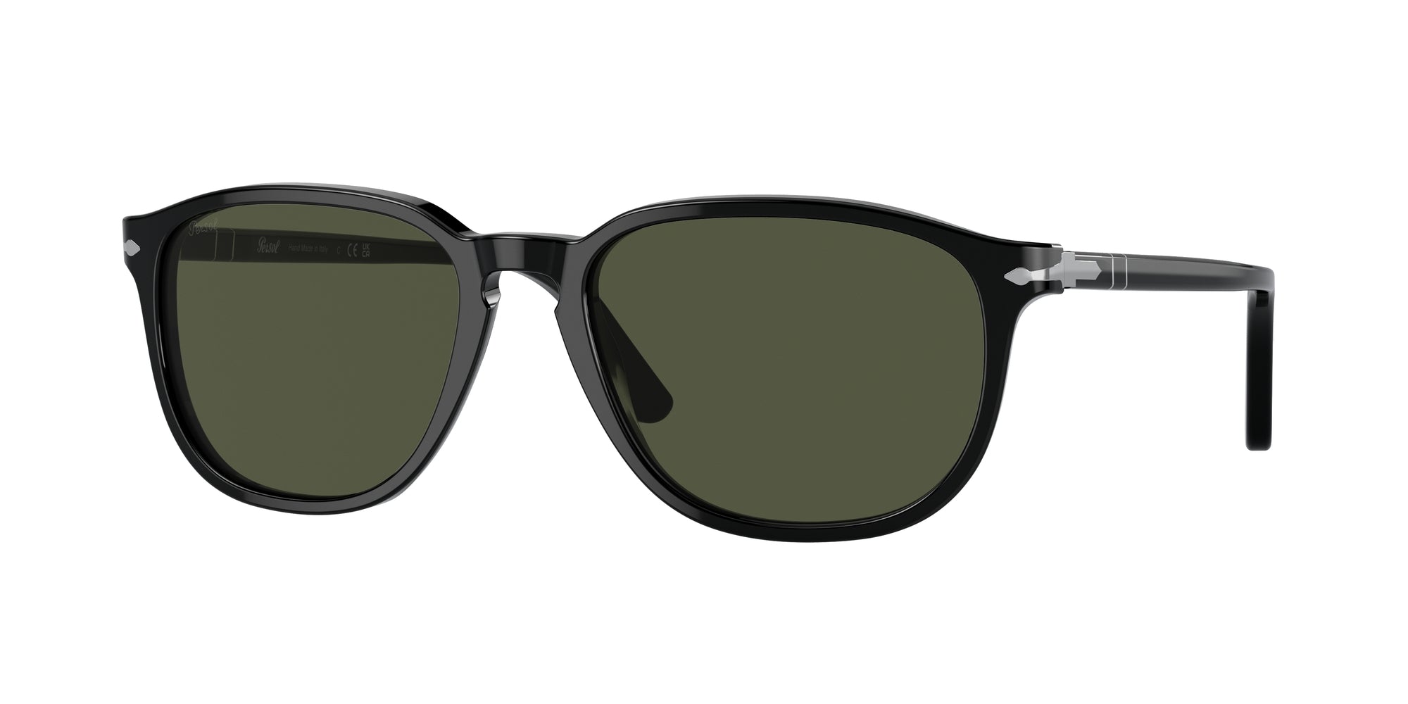 Persol Uomo Persol PO3019S 95/31 Occhiali da sole Acetato Nero Verde Squadrata Normale Persol Uomo Persol PO3019S 95/31 Occhiali da sole Acetato Nero Verde Squadrata Normale