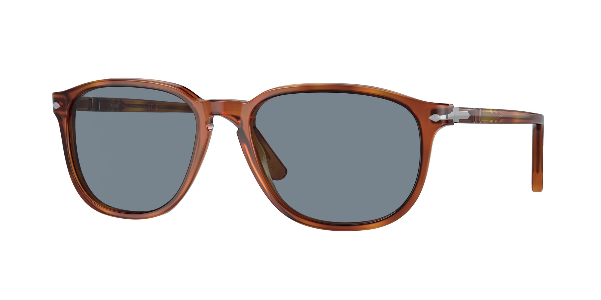 Persol Uomo Persol PO3019S 96/56 Occhiali da sole Acetato Marrone Blu Squadrata Normale