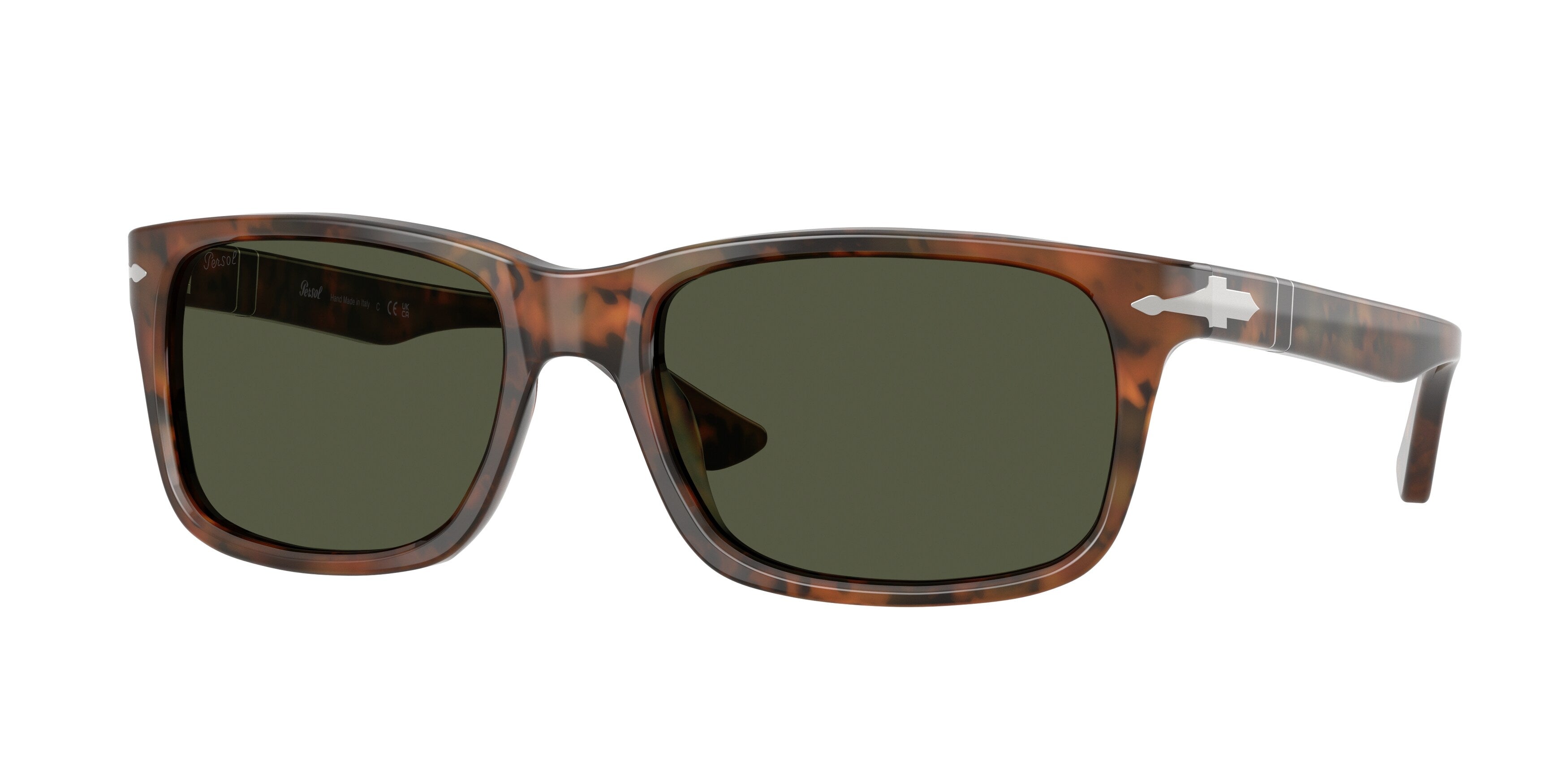Persol Uomo Persol PO3048S 108/31 Occhiali da sole Acetato Tartaruga Verde Squadrata Normale