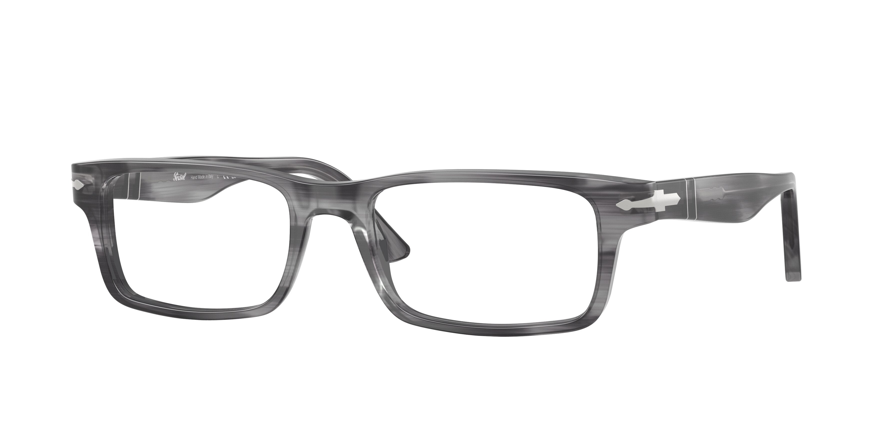 Persol Uomo Persol PO3050V 1192 Montature da vista Acetato Grigio Trasparente Squadrata Normale Persol Uomo Persol PO3050V 1192 Montature da vista Acetato Grigio Trasparente Squadrata Normale