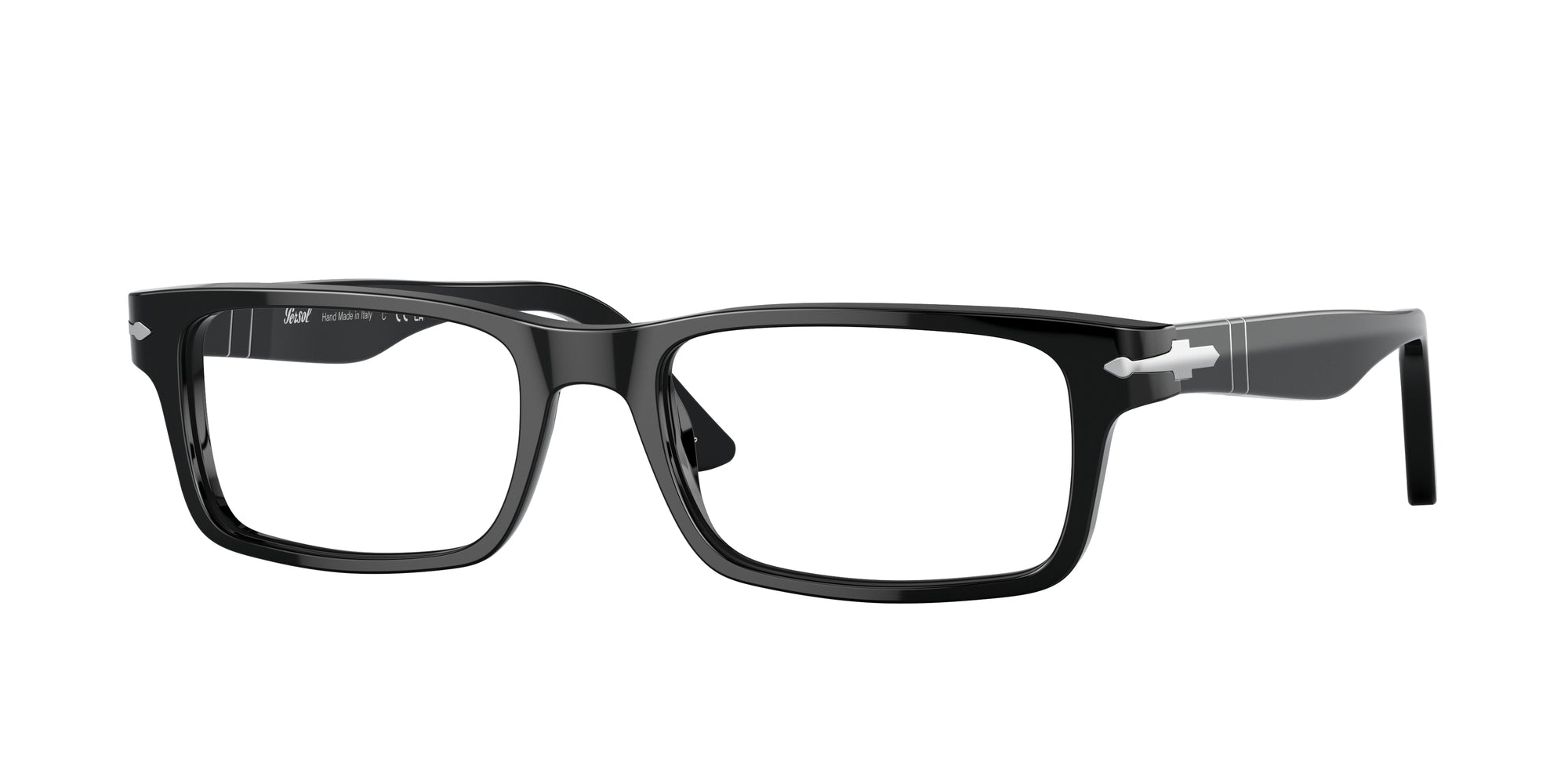 Persol Uomo Persol PO3050V 95 Montature da vista Acetato Nero Trasparente Squadrata Normale