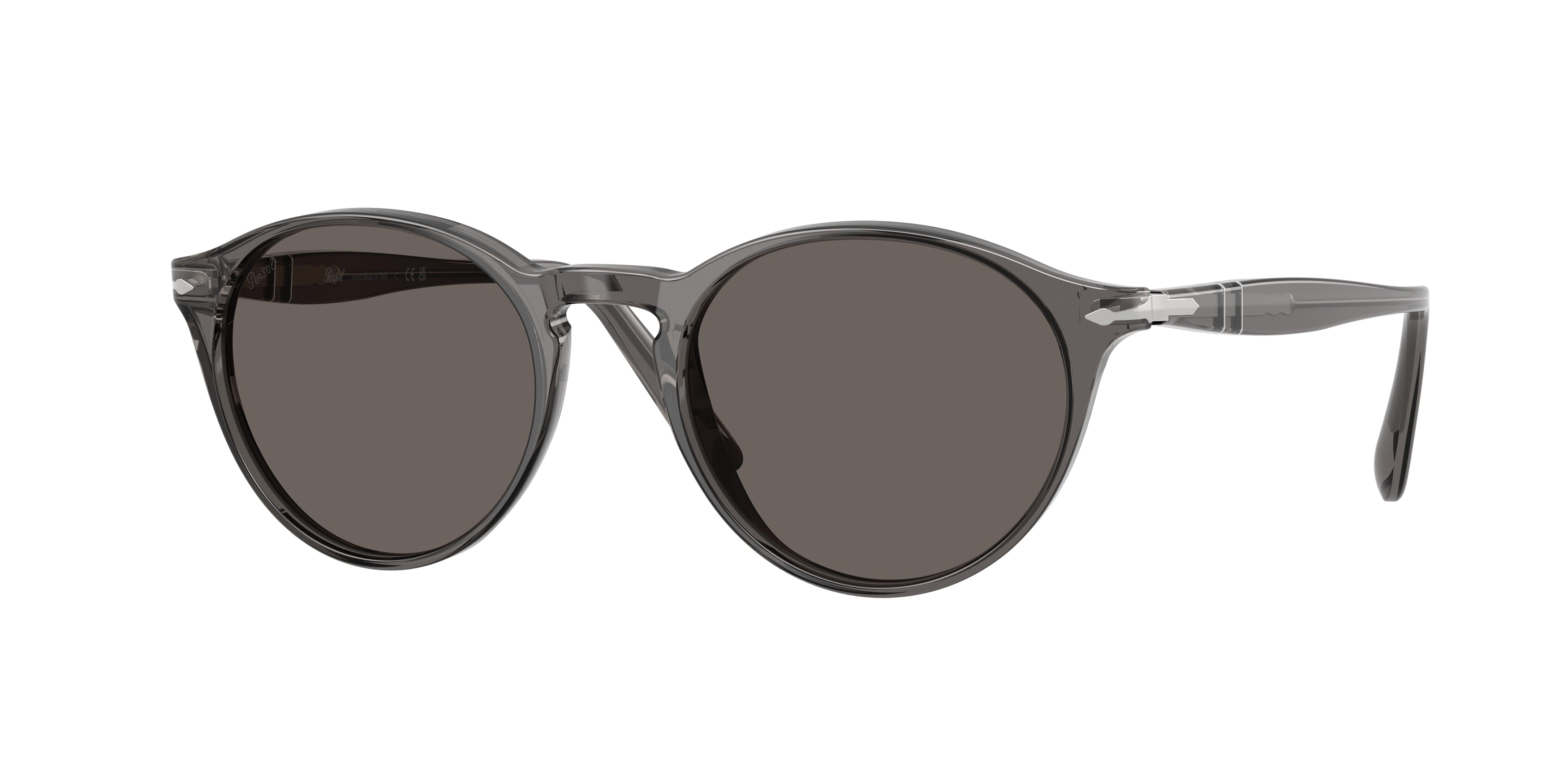 Persol Uomo Persol PO3092SM 1196B1 Occhiali da sole Acetato Grigio Grigio Rotonda Normale