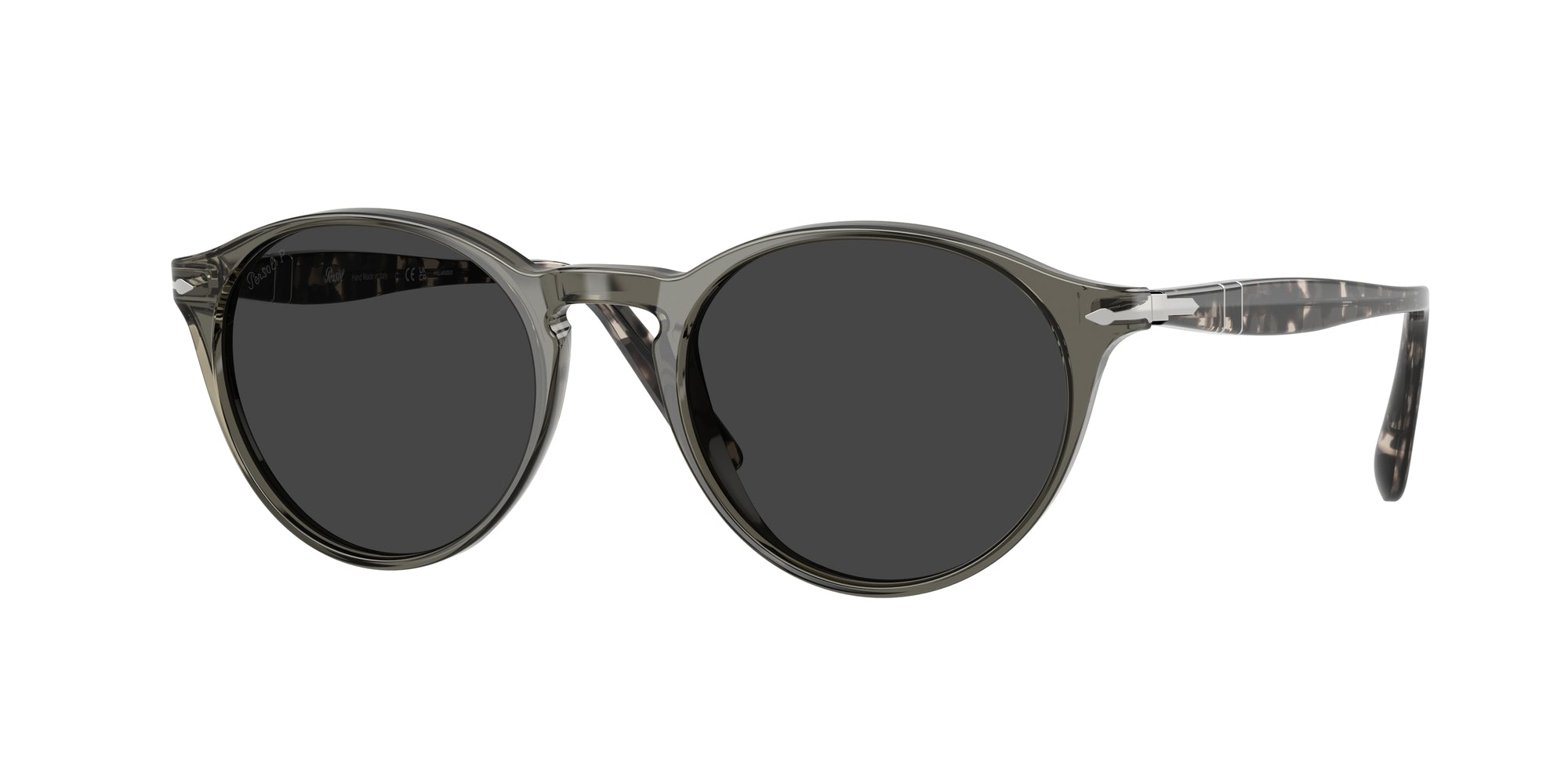 Persol Uomo Persol PO3092SM 121948 Occhiali da sole Acetato Grigio Grigio Rotonda Polarizzata