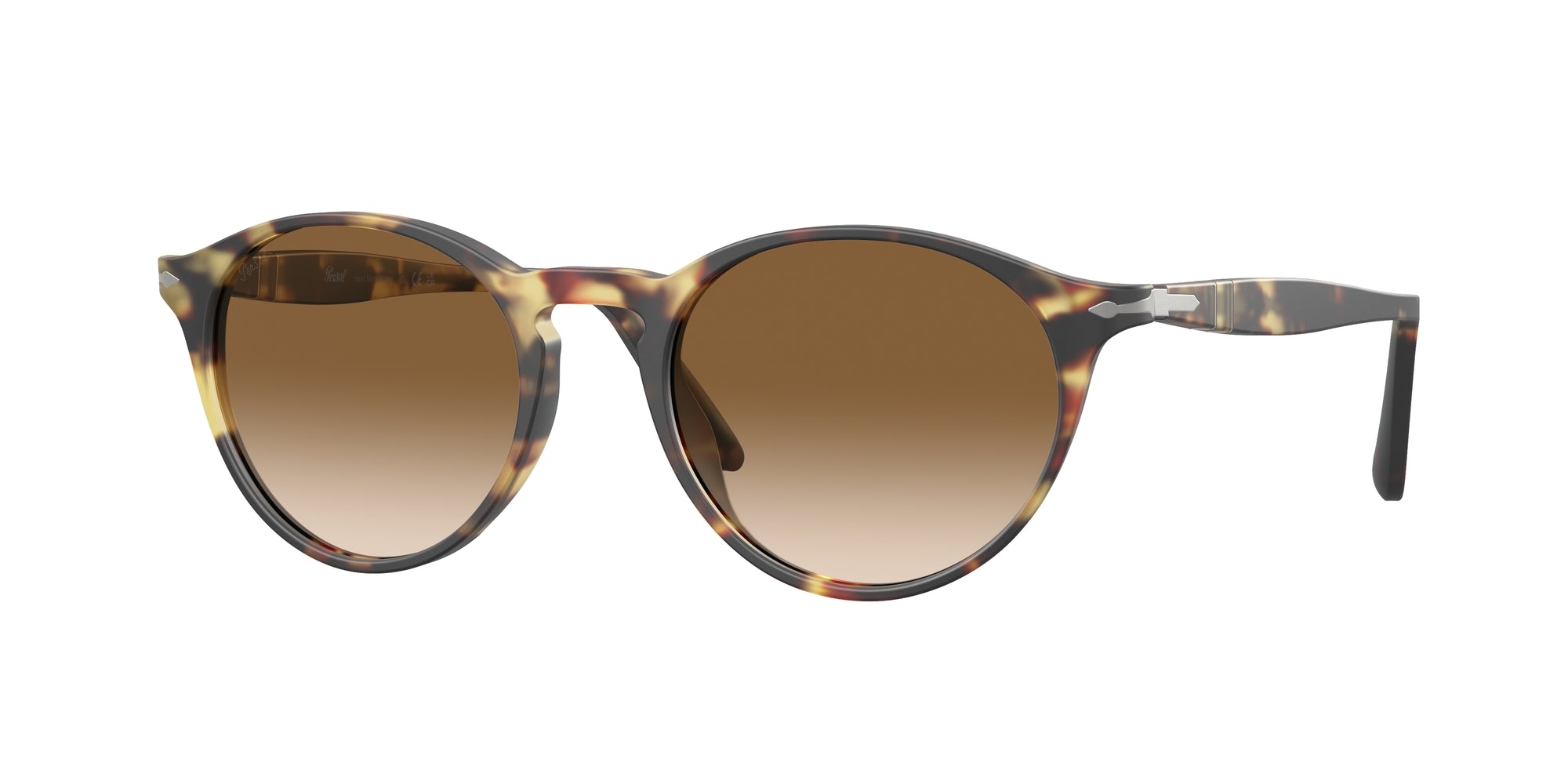 Persol Uomo Persol PO3092SM 900551 Occhiali da sole Acetato Tartaruga Marrone Rotonda Normale Sfumato