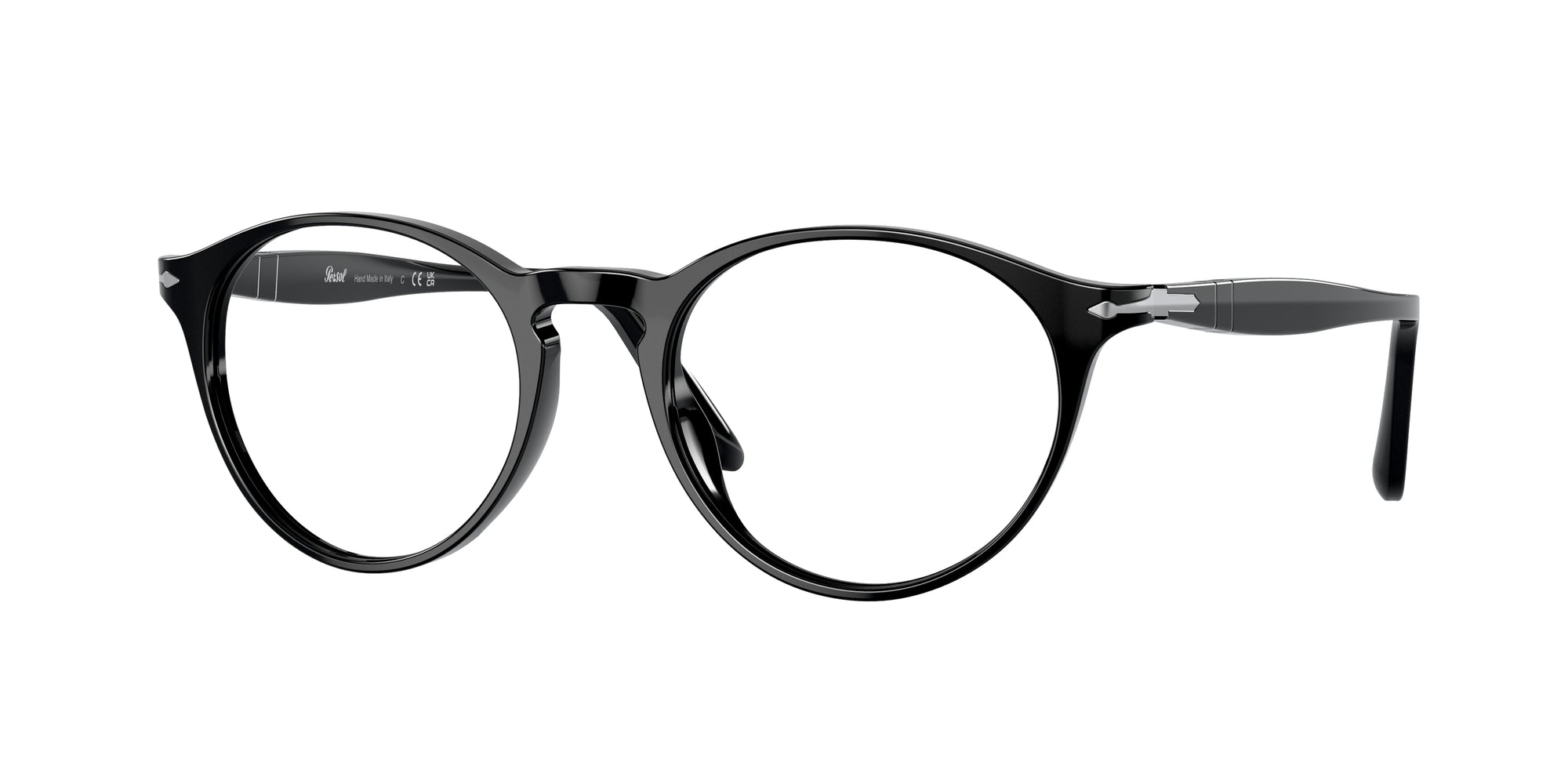 Persol Uomo Persol PO3092V 9014 Montature da vista Acetato Nero Trasparente Pantos Normale