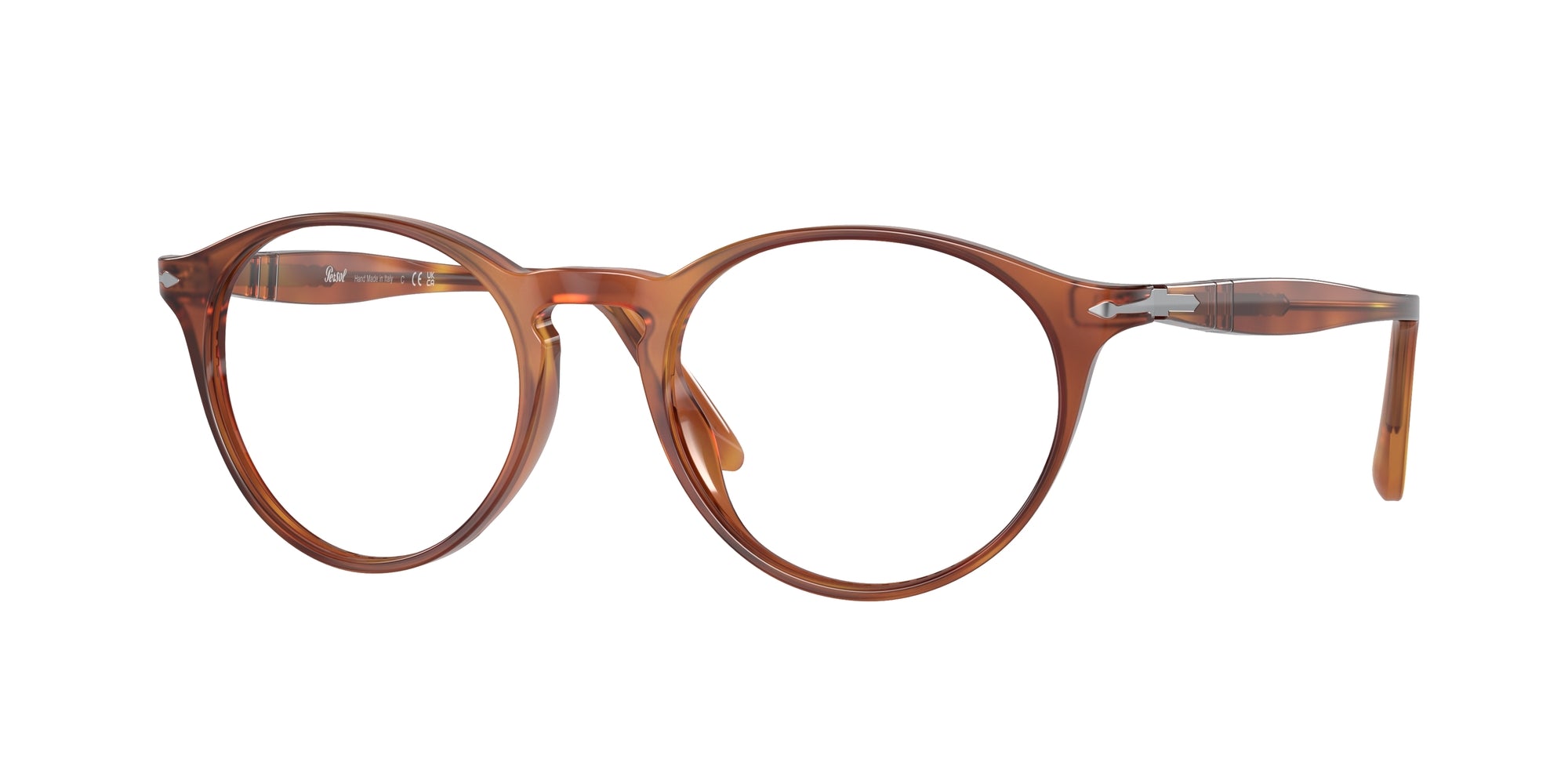 Persol Uomo Persol PO3092V 96 Montature da vista Acetato Marrone Trasparente Pantos Normale