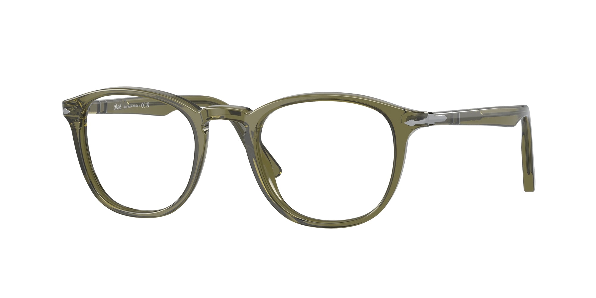 Persol Uomo Persol PO3143V 1142 Montature da vista Acetato Verde Trasparente Rotonda Normale