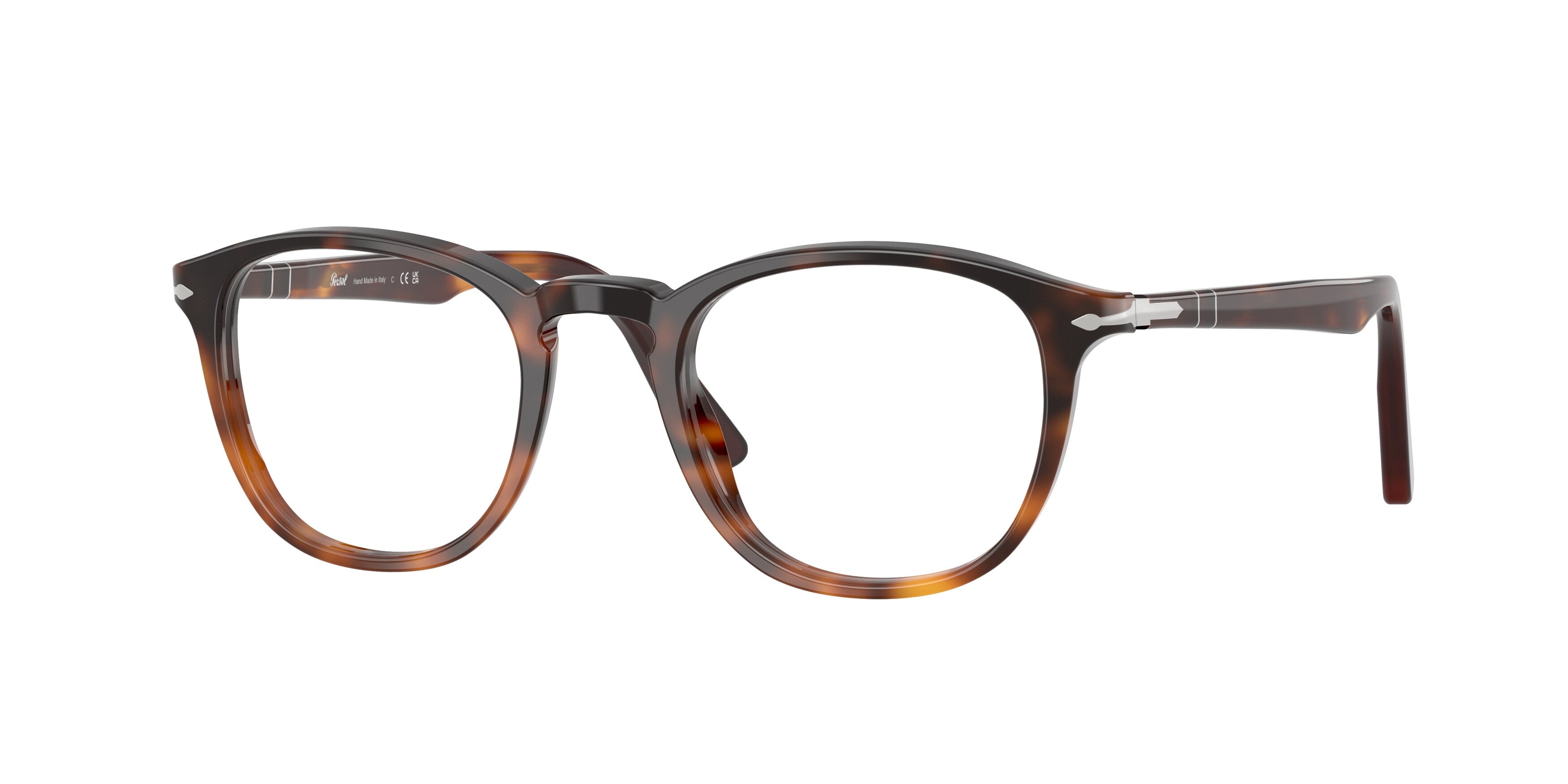 Persol Uomo Persol PO3143V 1160 Montature da vista Acetato Tartaruga Trasparente Rotonda Normale