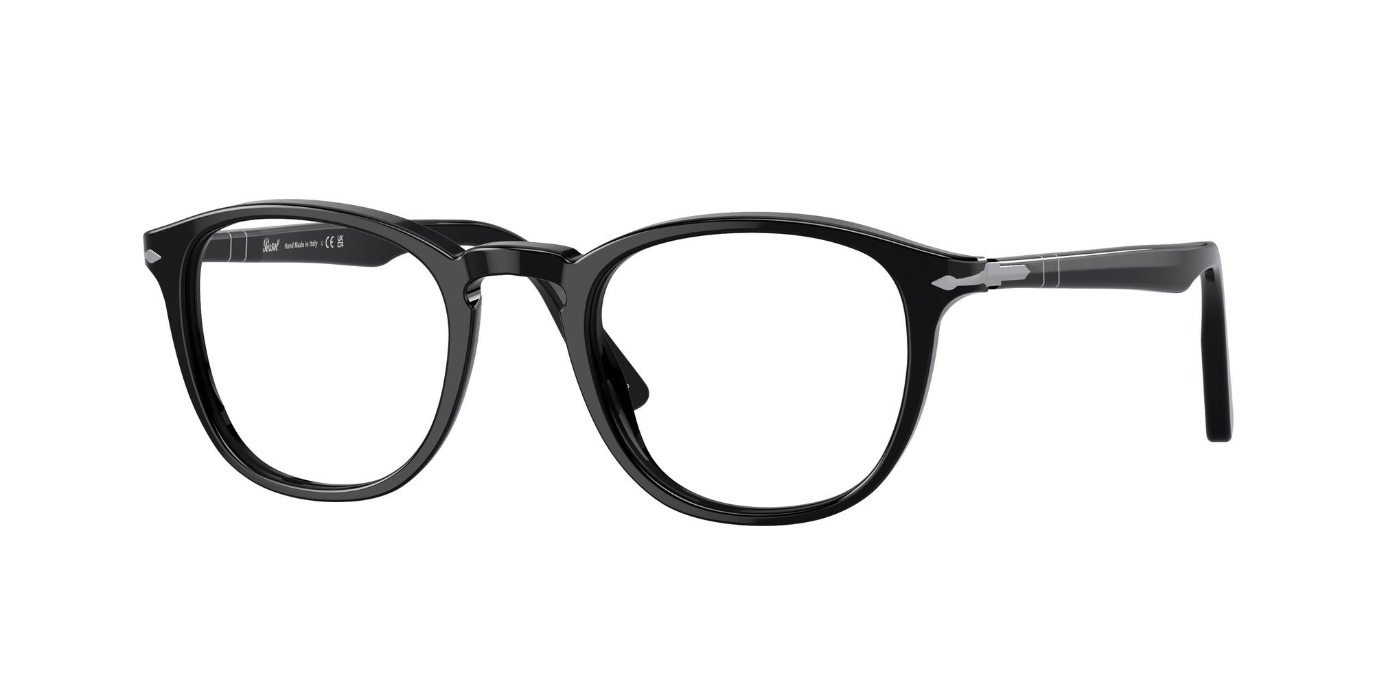 Persol Uomo Persol PO3143V 95 Montature da vista Acetato Nero Trasparente Rotonda Normale