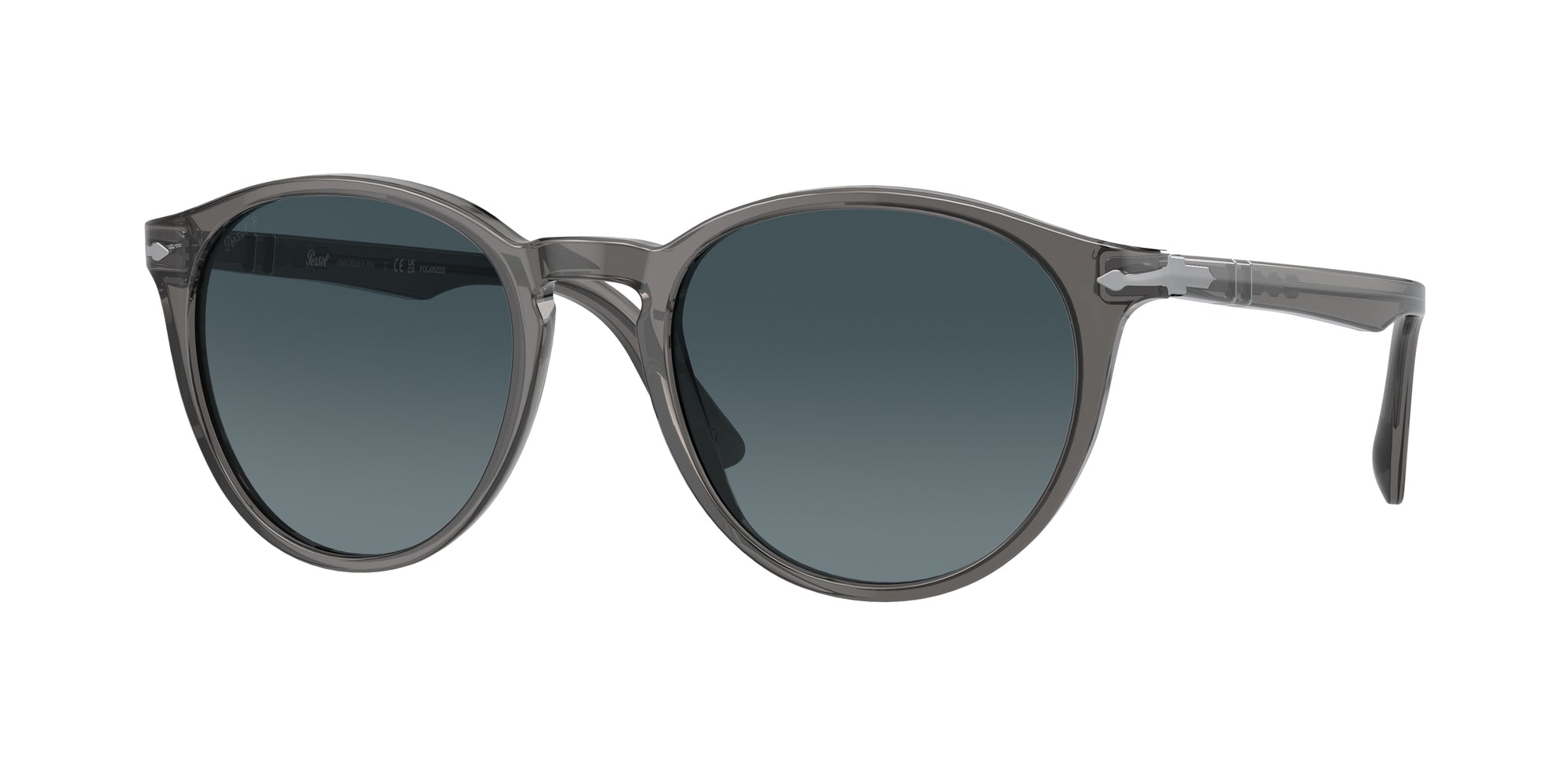 Persol Uomo Persol PO3152S 1196S3 Occhiali da sole Acetato Grigio Blu Rotonda Polarizzata