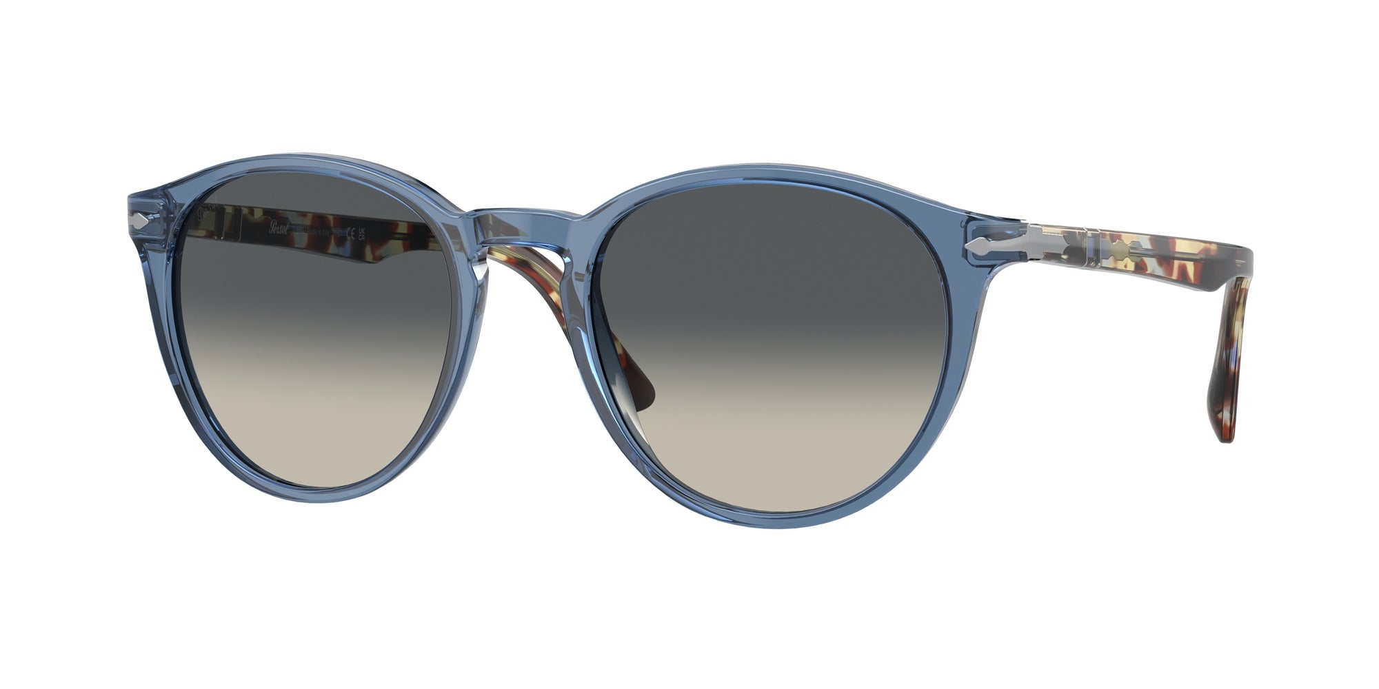 Persol Uomo Persol PO3152S 120271 Occhiali da sole Acetato Blu Grigio Rotonda Normale Sfumato Persol Uomo Persol PO3152S 120271 Occhiali da sole Acetato Blu Grigio Rotonda Normale Sfumato