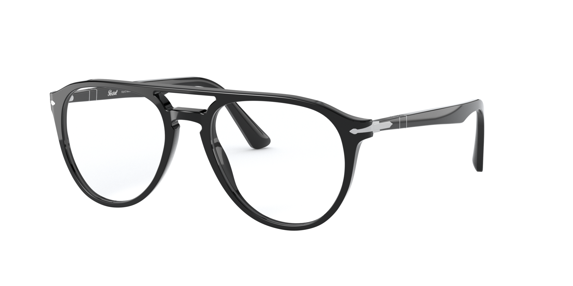 Persol Uomo Persol PO3160V 095 Montature da vista Acetato Nero Trasparente Pilot Normale