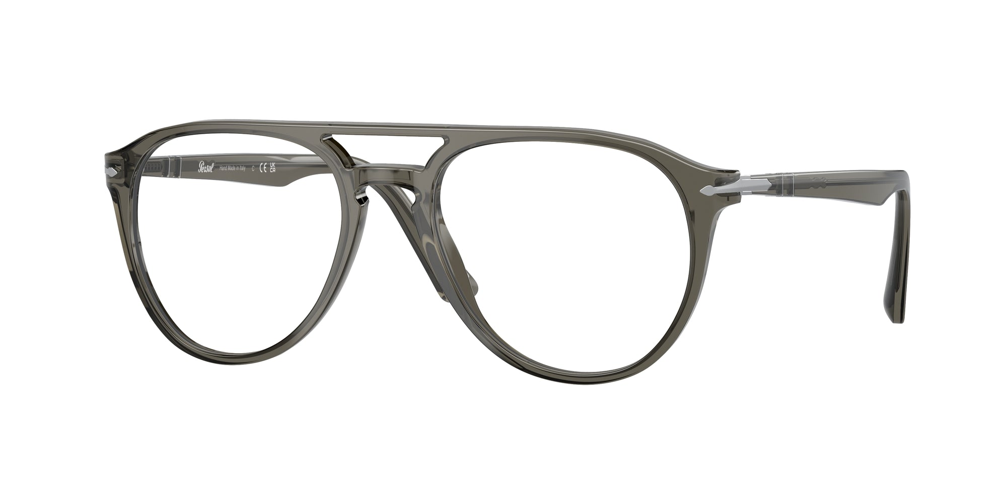 Persol Uomo Persol PO3160V 1201 Montature da vista Acetato Grigio Trasparente Pilot Normale Persol Uomo Persol PO3160V 1201 Montature da vista Acetato Grigio Trasparente Pilot Normale