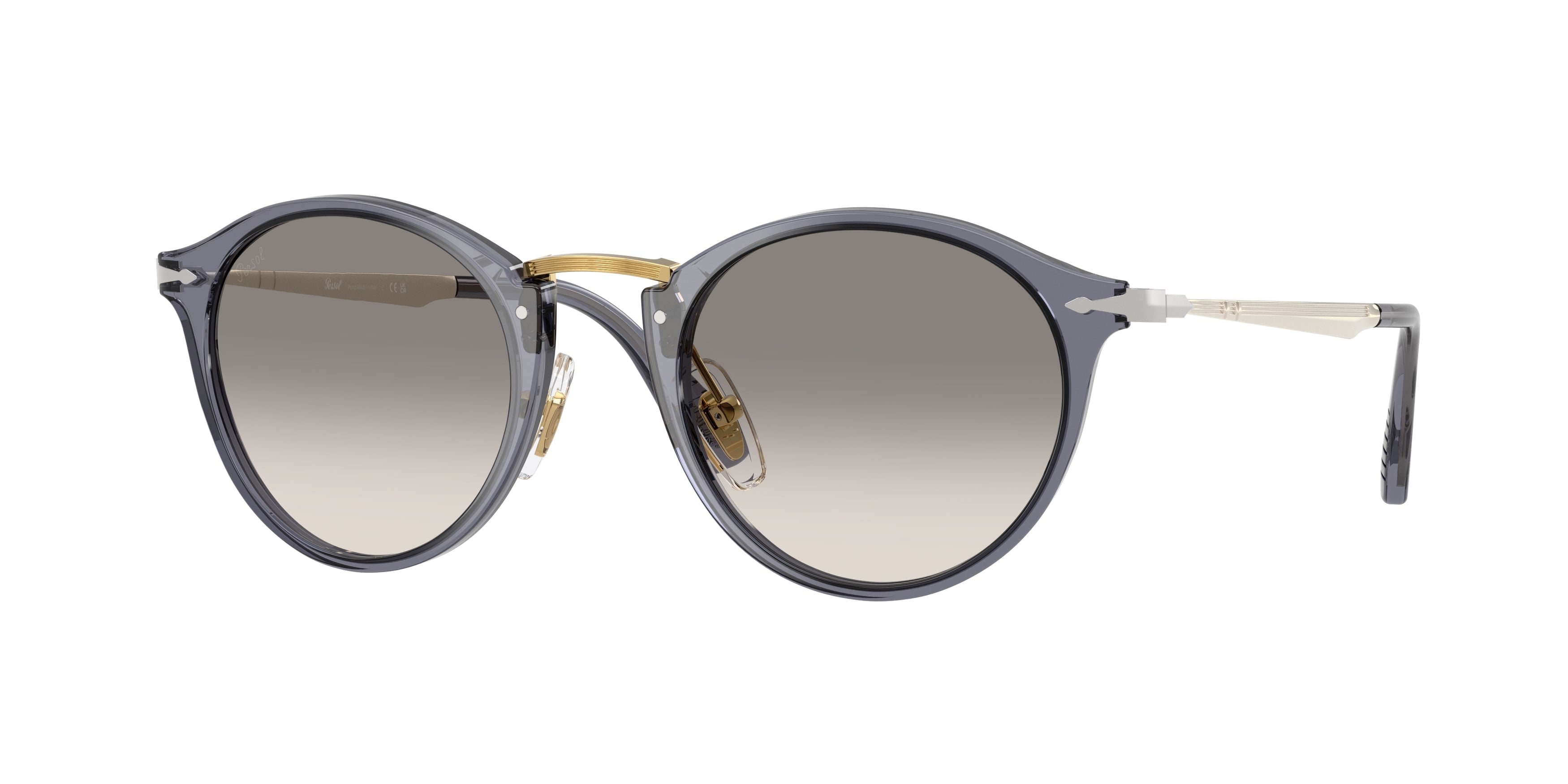 Persol Uomo Persol PO3166S 123932 Occhiali da sole Acetato Blu Grigio Pantos Normale Sfumato