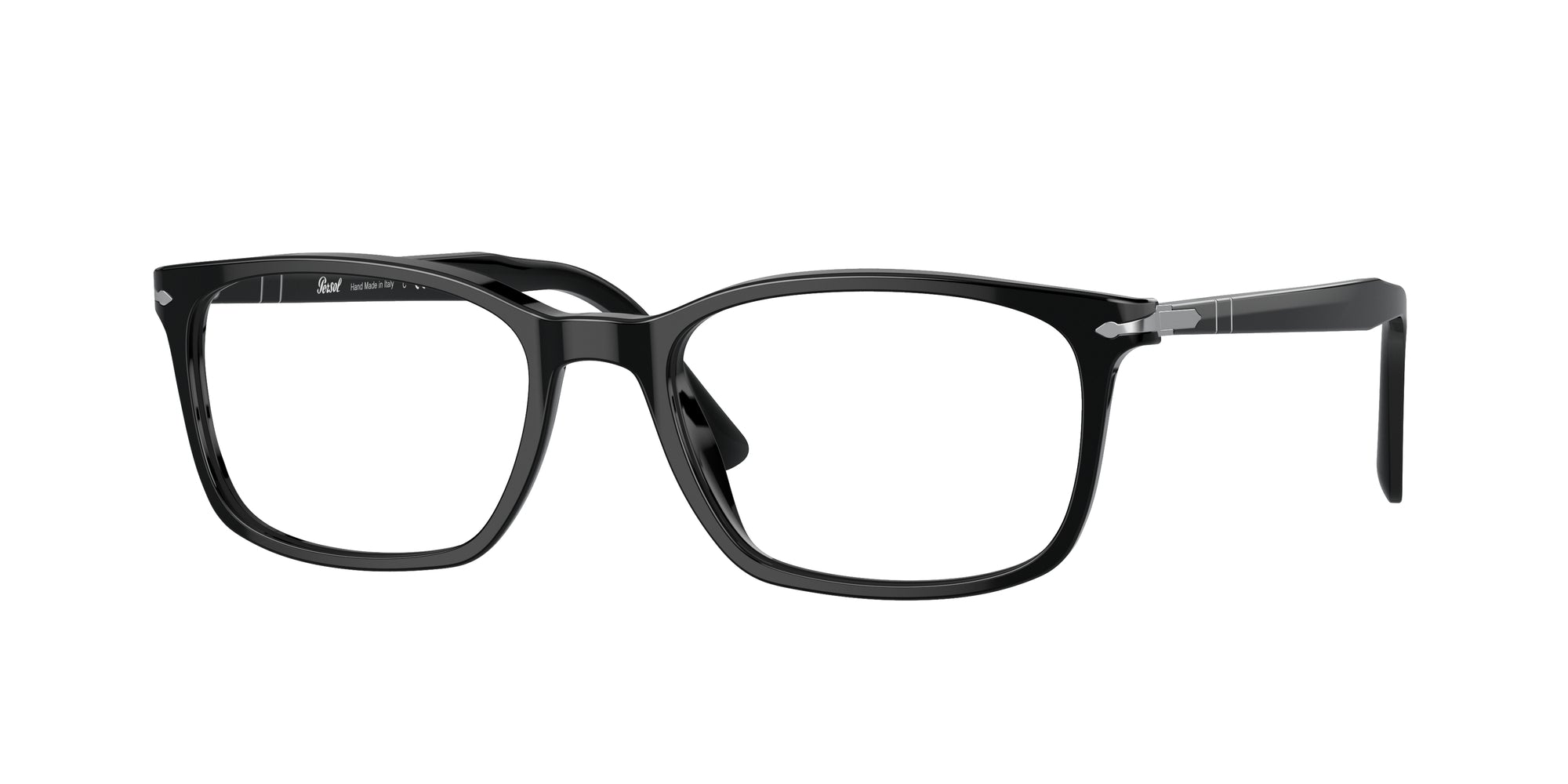 Persol Uomo Persol PO3189V 95 Montature da vista Acetato Nero Trasparente Squadrata Normale