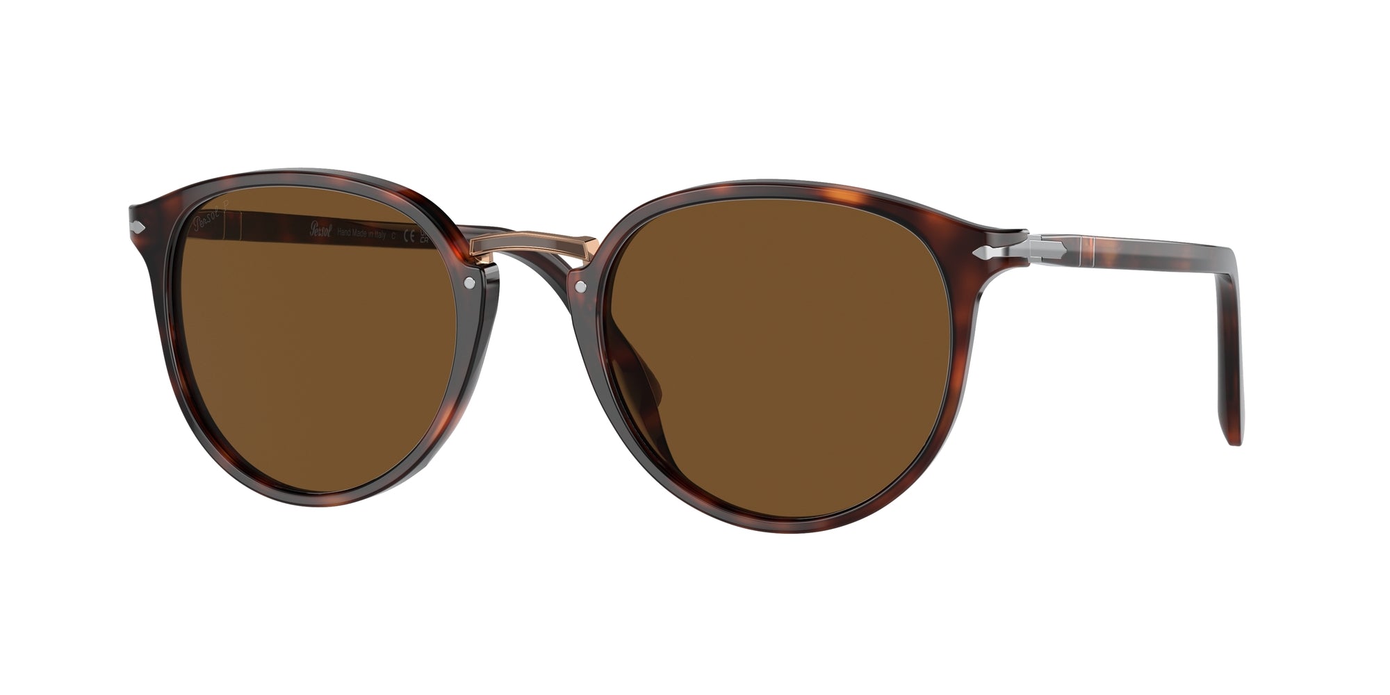 Persol Uomo Persol PO3210S 24/57 Occhiali da sole Acetato Tartaruga Marrone Rotonda Polarizzata Persol Uomo Persol PO3210S 24/57 Occhiali da sole Acetato Tartaruga Marrone Rotonda Polarizzata