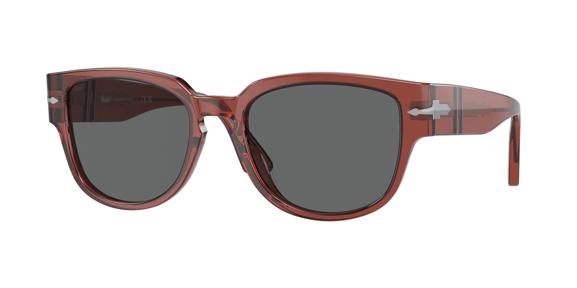 Persol Uomo Persol PO3231S 1104B1 Occhiali da sole Plastica Rosso Grigio Squadrata Normale