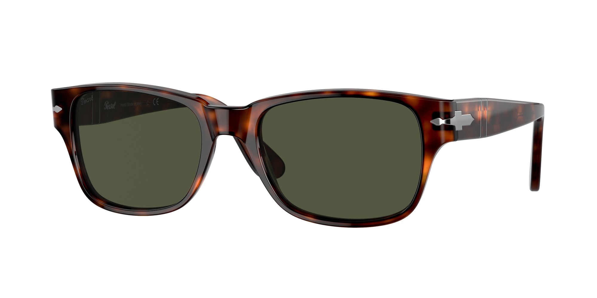 Persol Uomo Persol PO3288S 24/31 Occhiali da sole Plastica Havana Verde Squadrata Normale